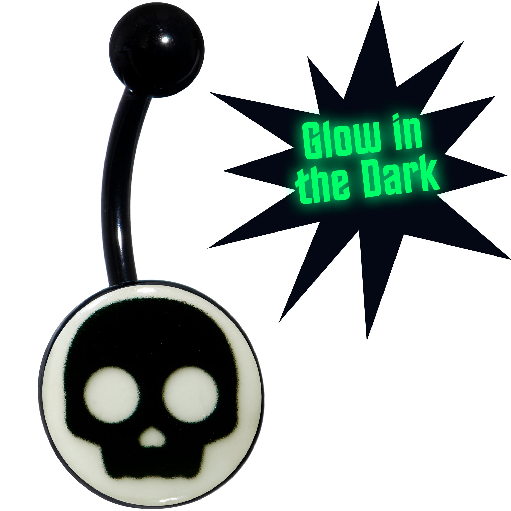 Glow in the Dark Simple Skull Belly Ring