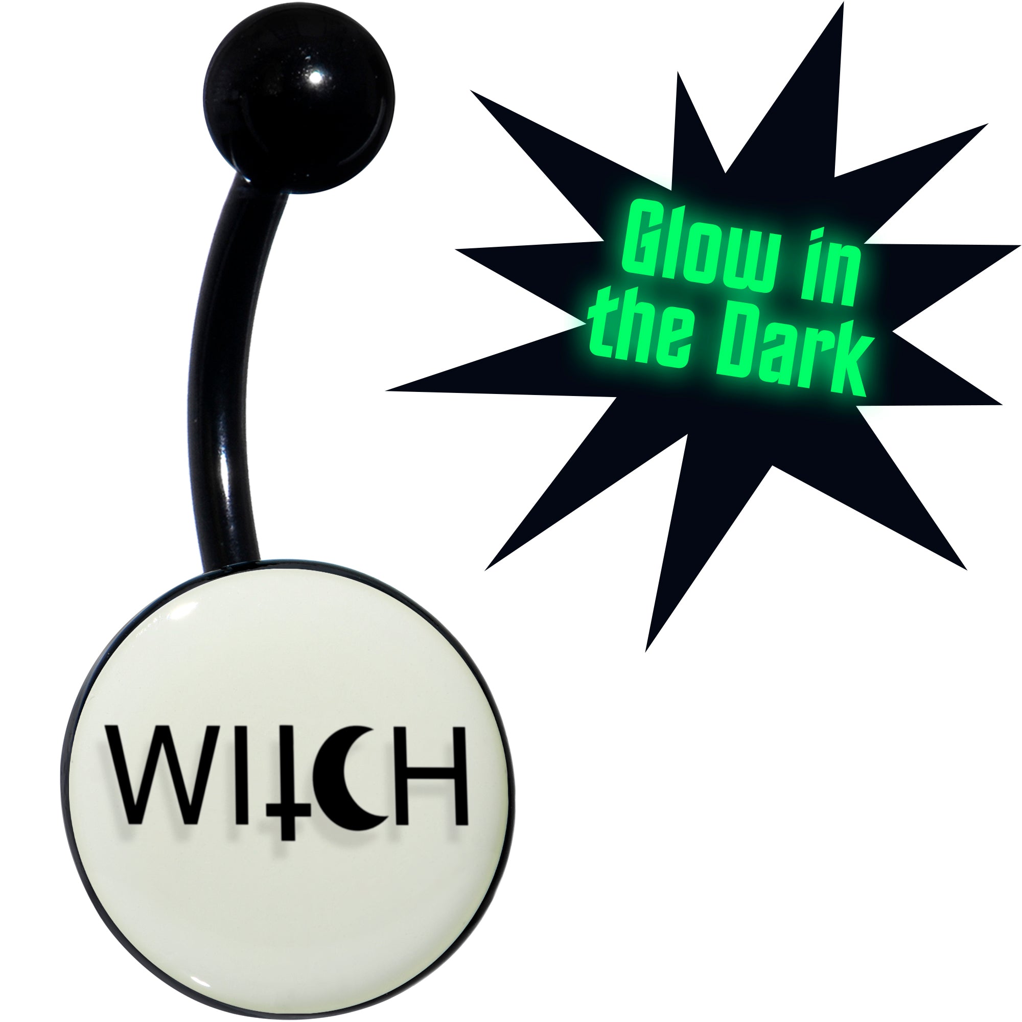 witch halloween belly ring with witch logo