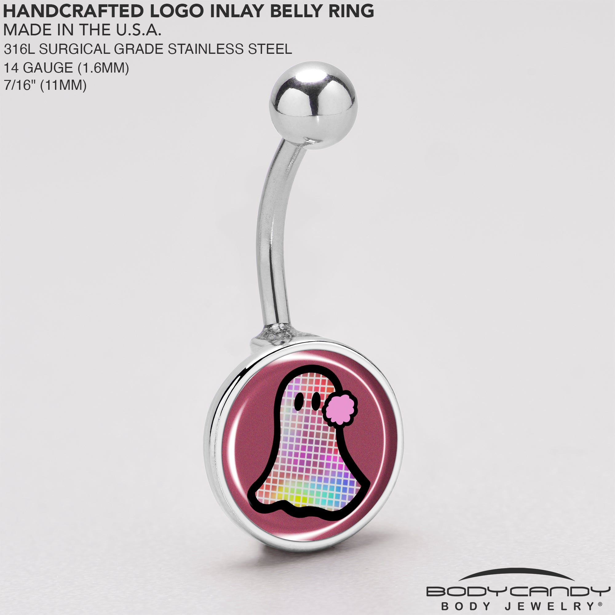 Sparkling Ghost Belly Ring with Disco Elements