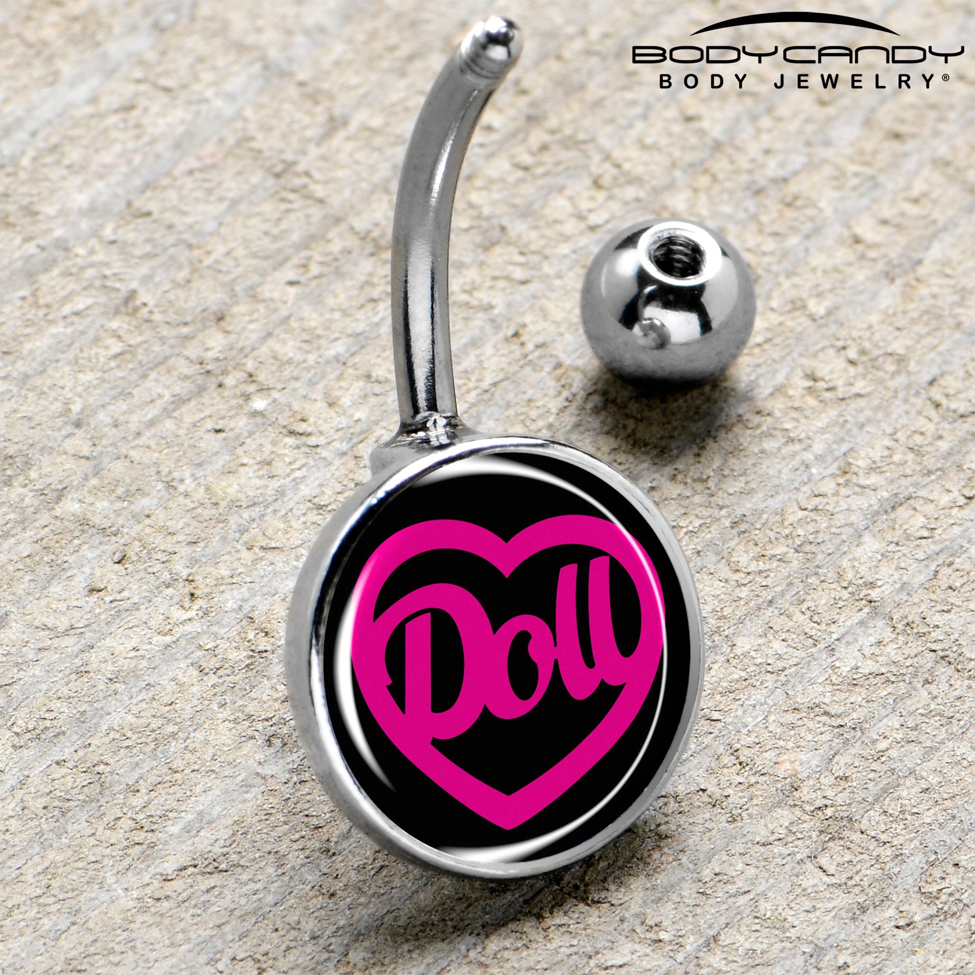 Hollow Heart Doll Word Belly Ring