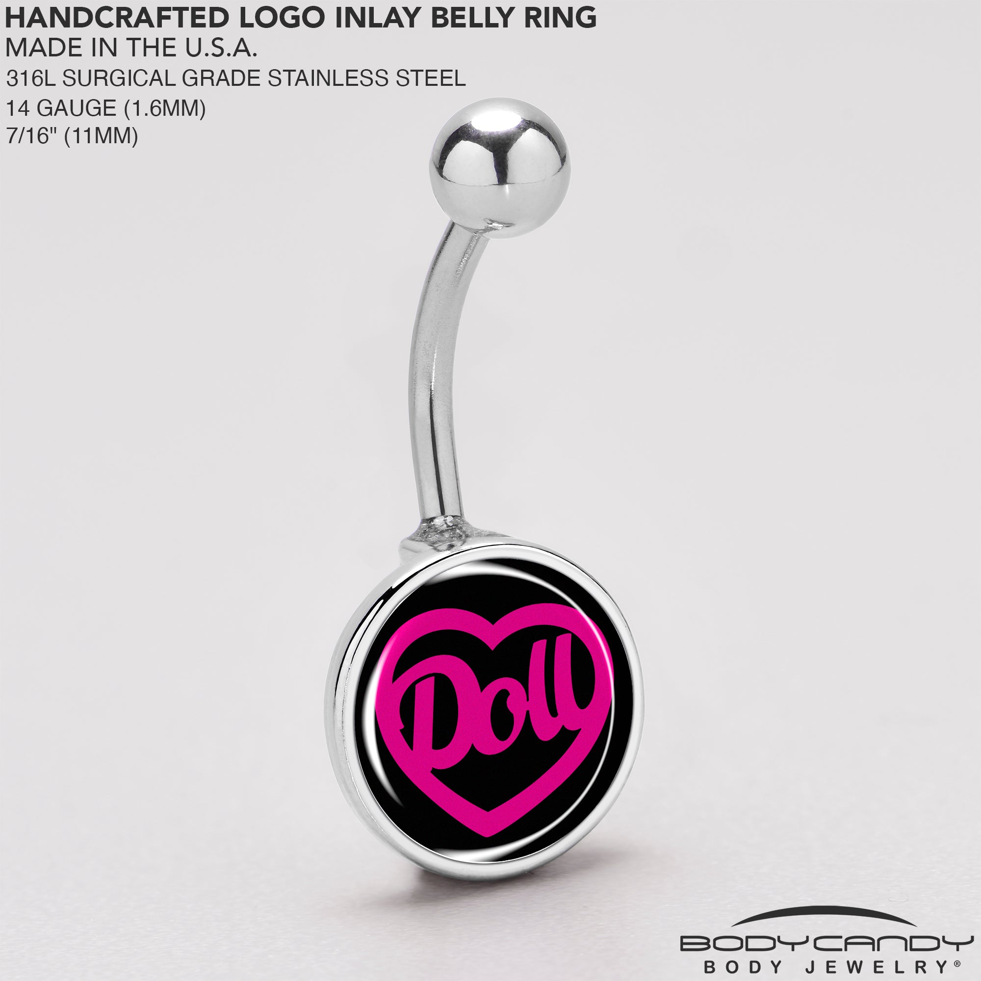 Hollow Heart Doll Word Belly Ring