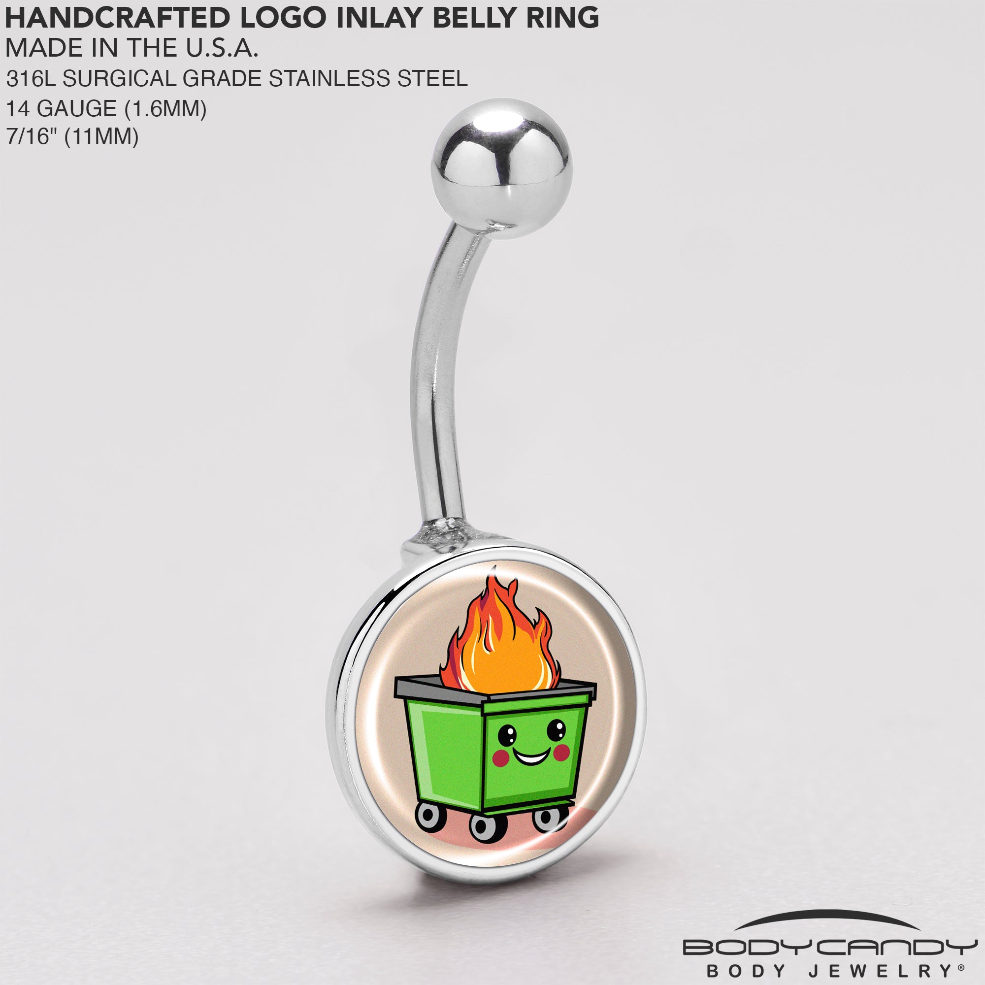 Dumpster Fire Belly Ring - Fun and Unconventional Body Jewelry