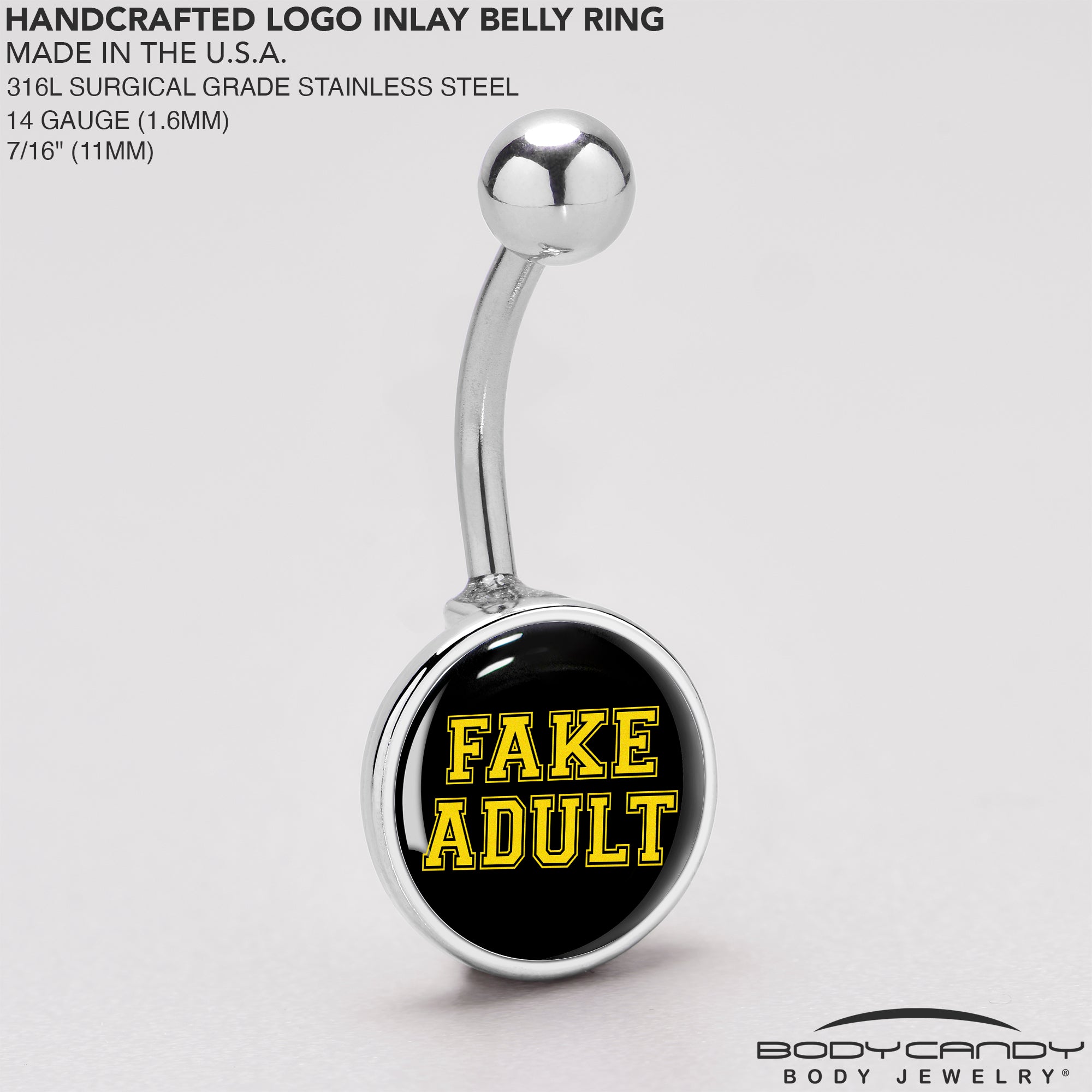 Black Yellow Fake Adult Belly Ring