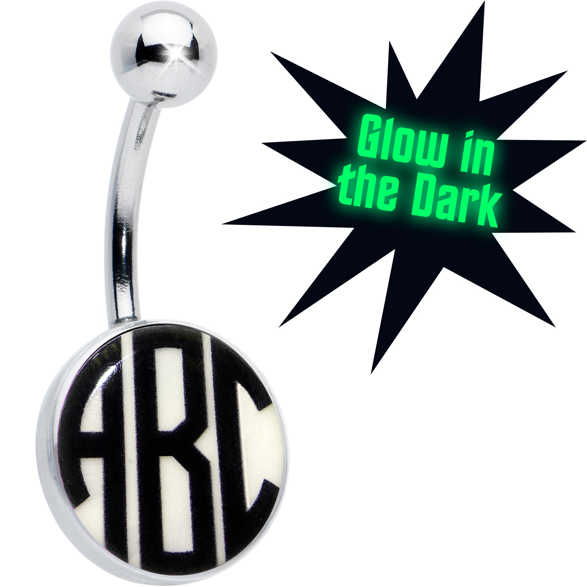 Custom Glow in the Dark Logo Personalized Initial Belly Ring