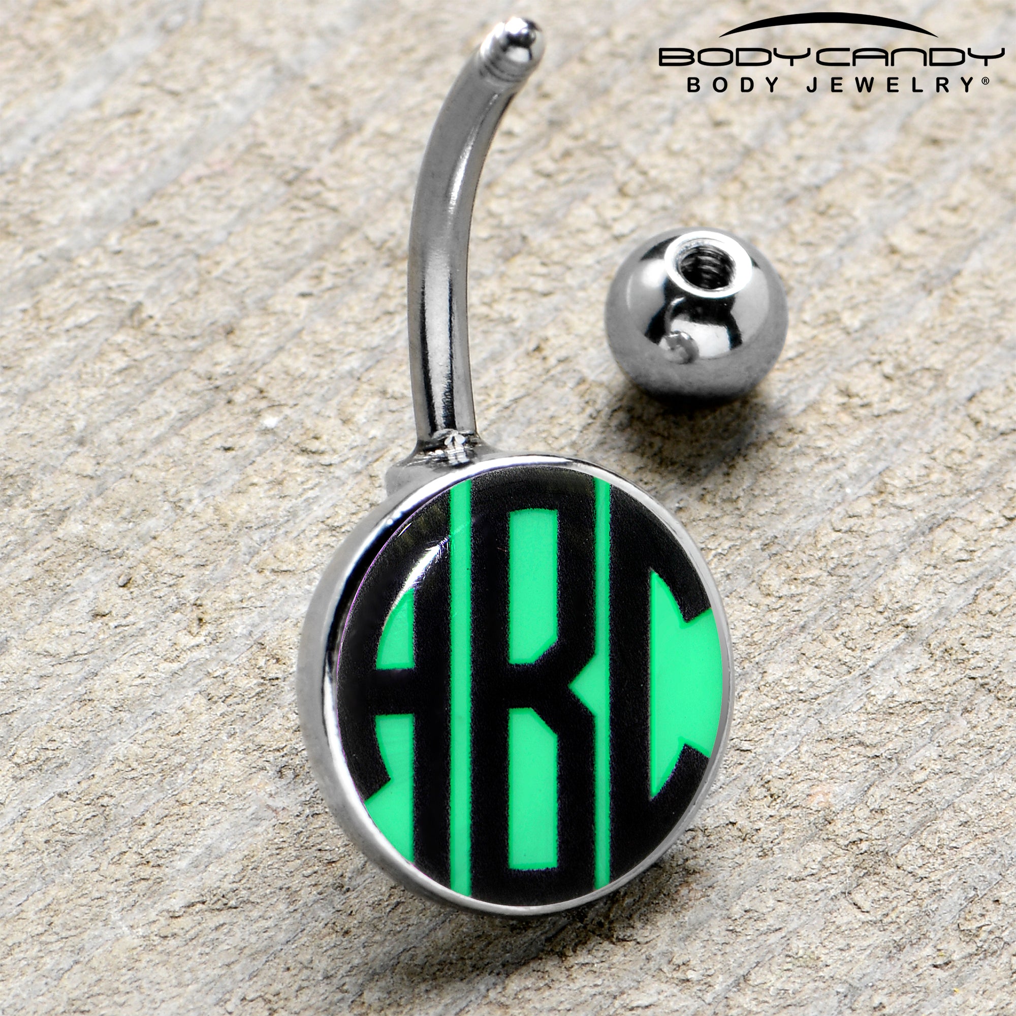 Custom Glow in the Dark Logo Personalized Initial Belly Ring