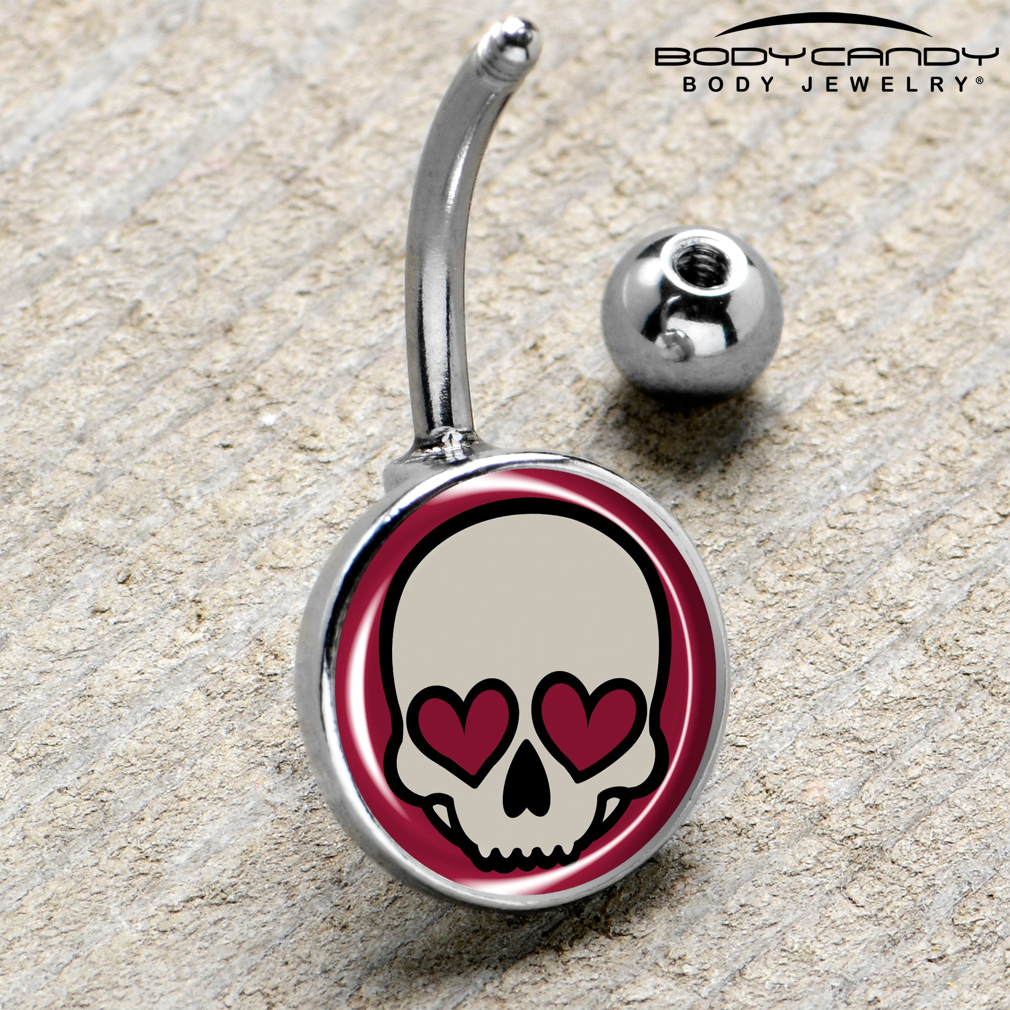 Heart and skull belly ring for lovers