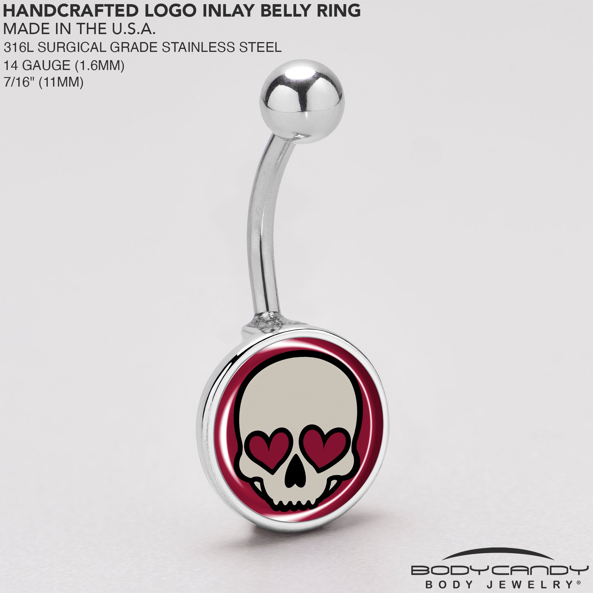 Skull Valentine heart belly ring accessory