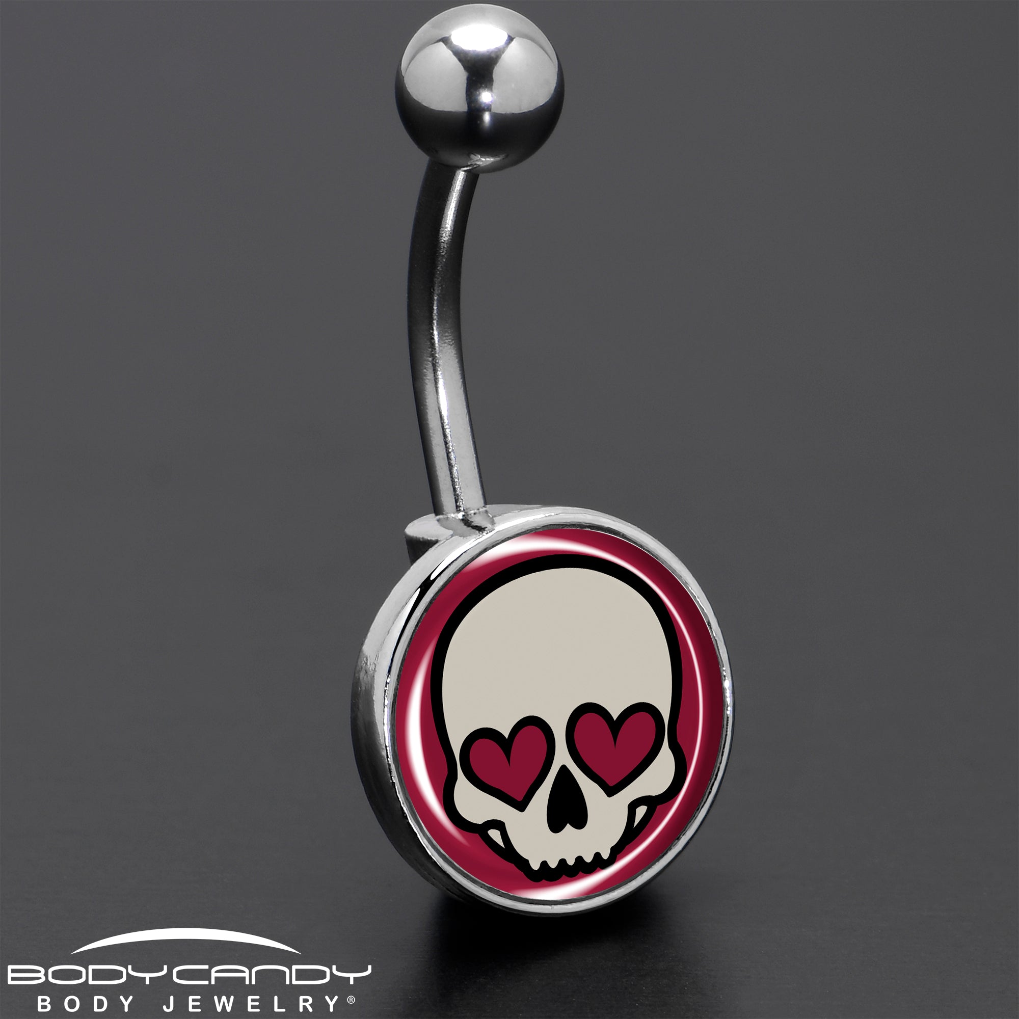 Valentine Heart Skull Belly Ring