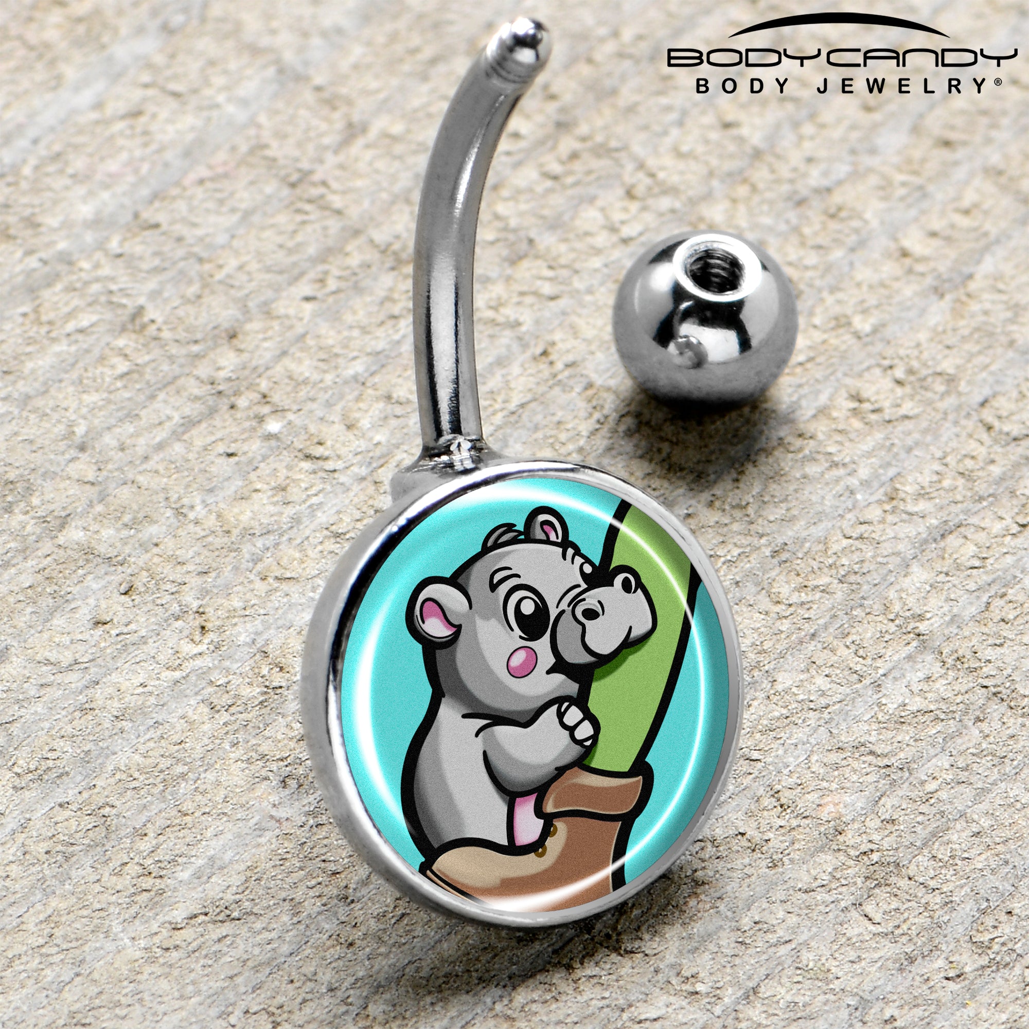 Hippo belly ring for navel piercing ? baby hippo biting style