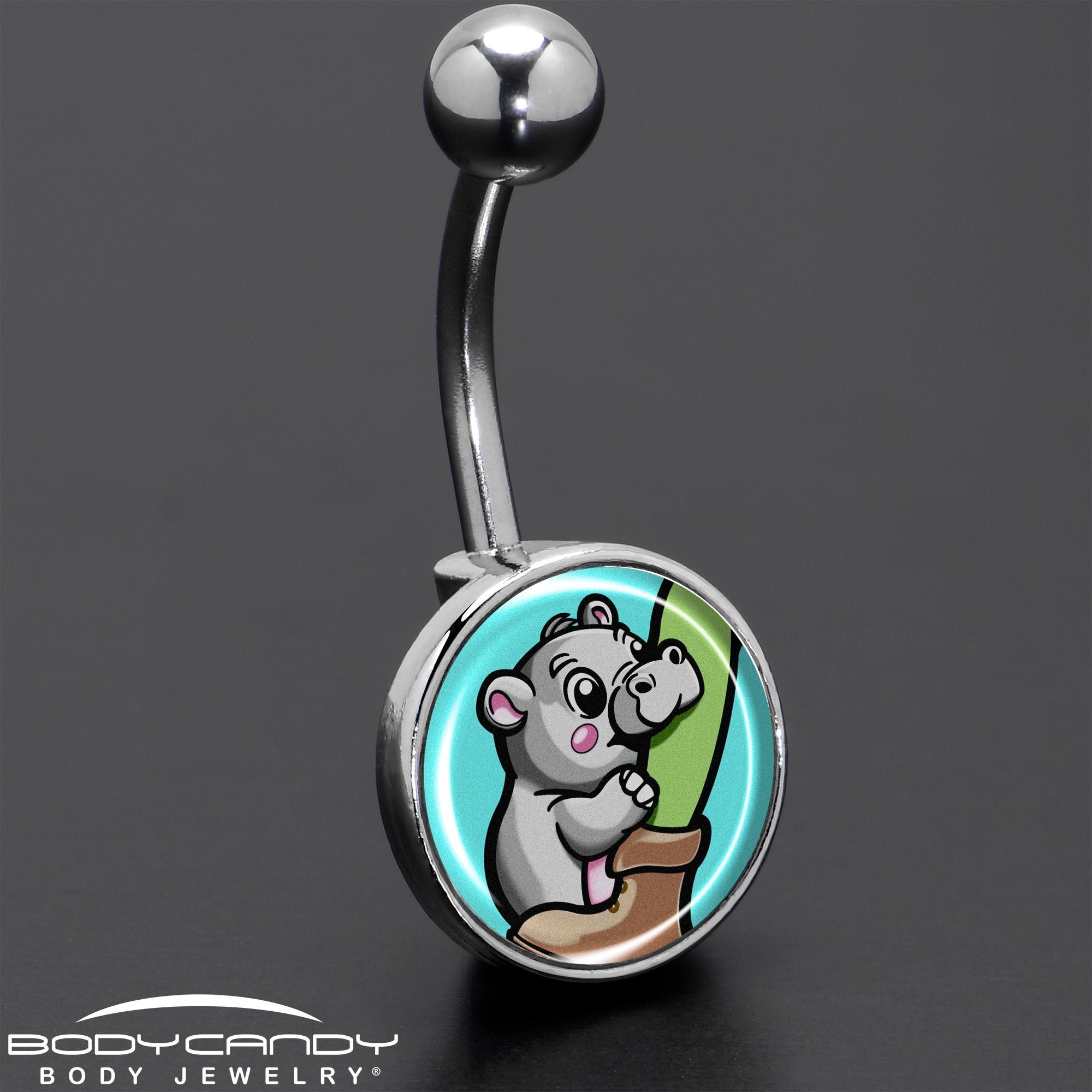 Cute Biting Baby Hippo Belly Ring