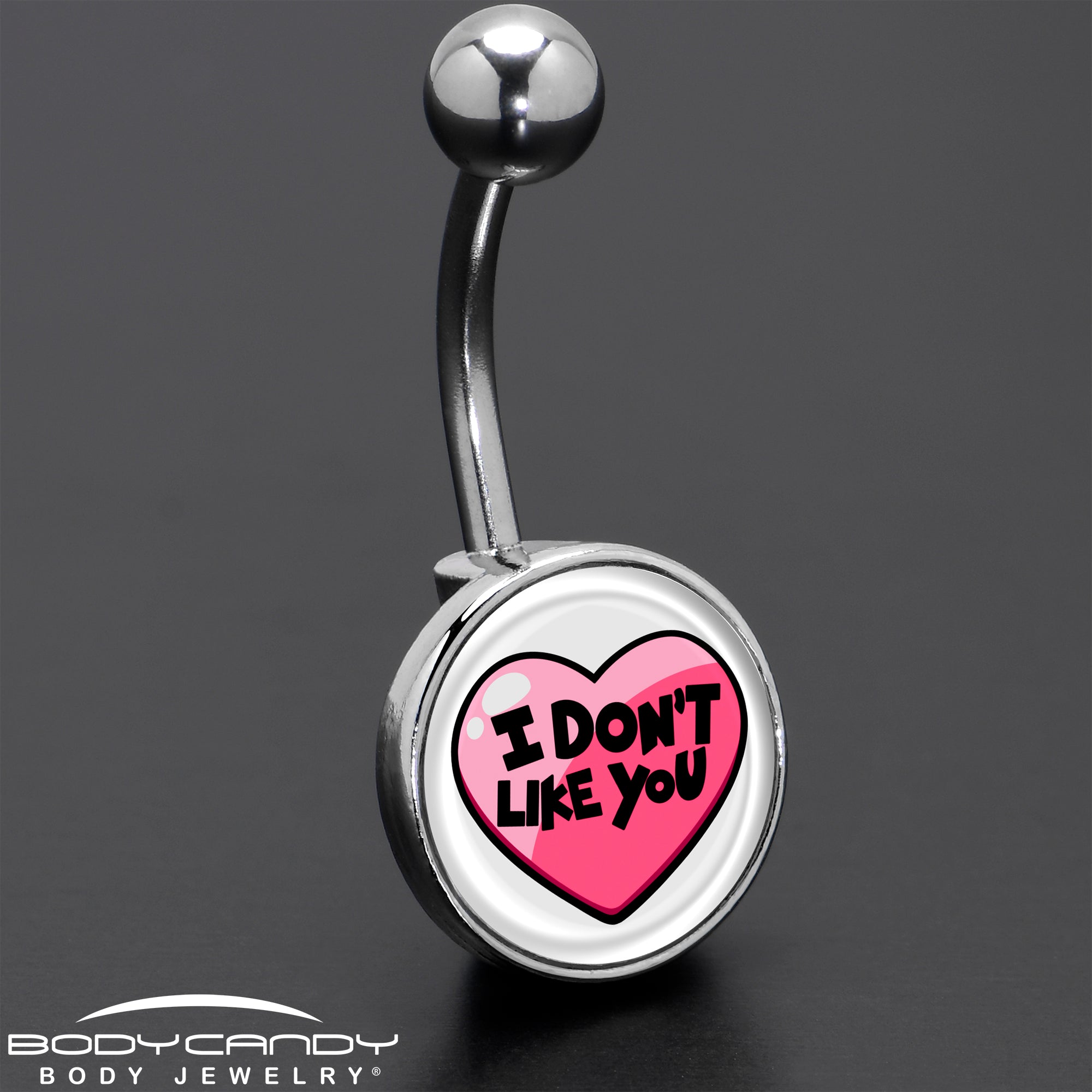 I Don't Like You Valentine Heart Belly Ring