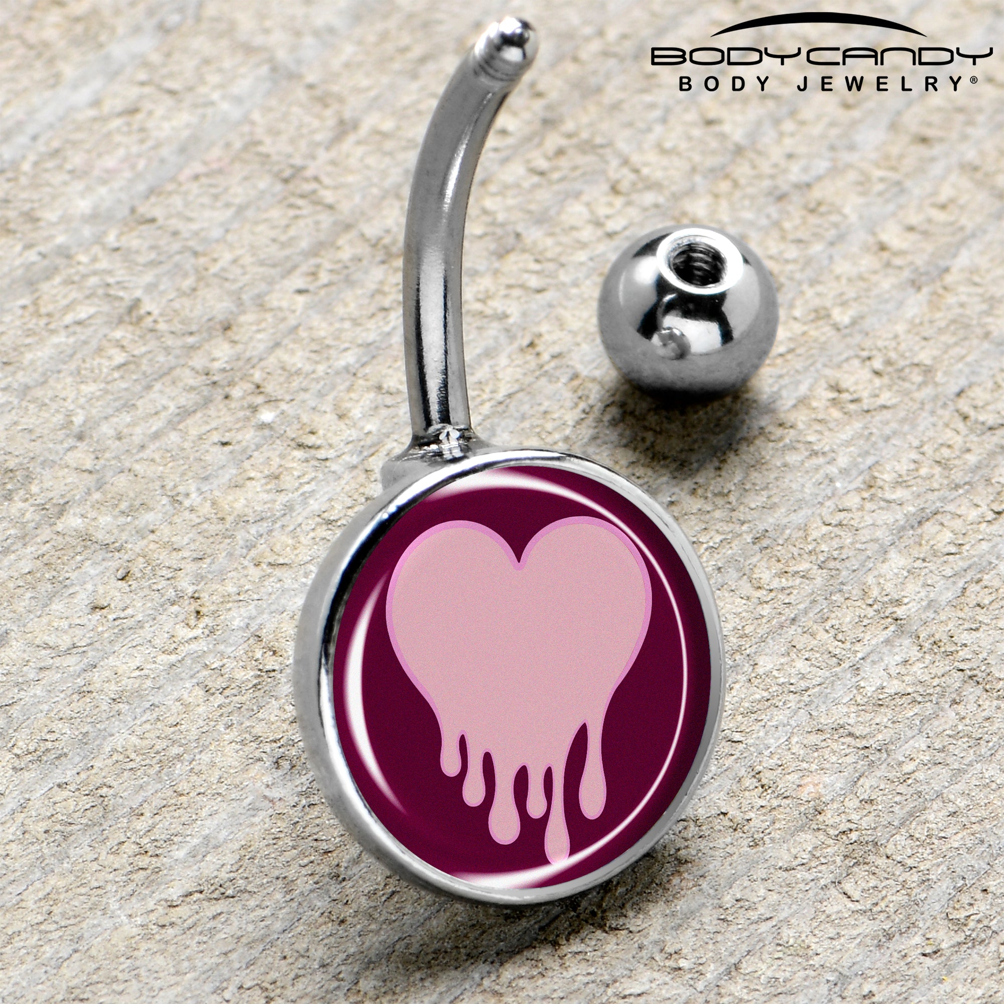 Pinkish Melting Heart Belly Ring