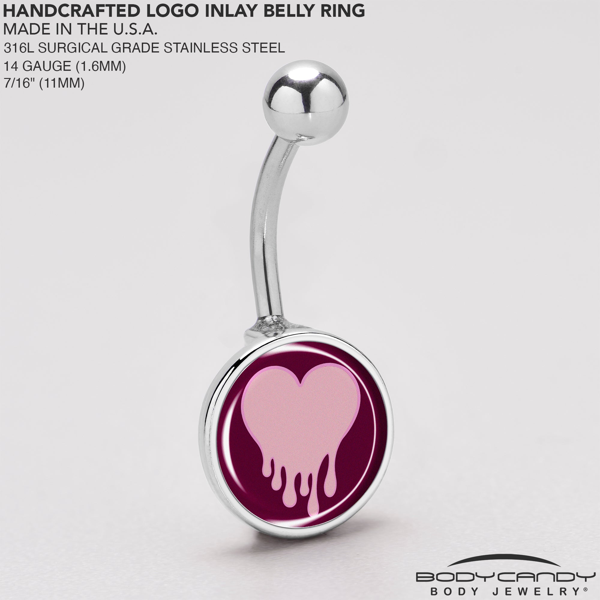 Pinkish Melting Heart Belly Ring