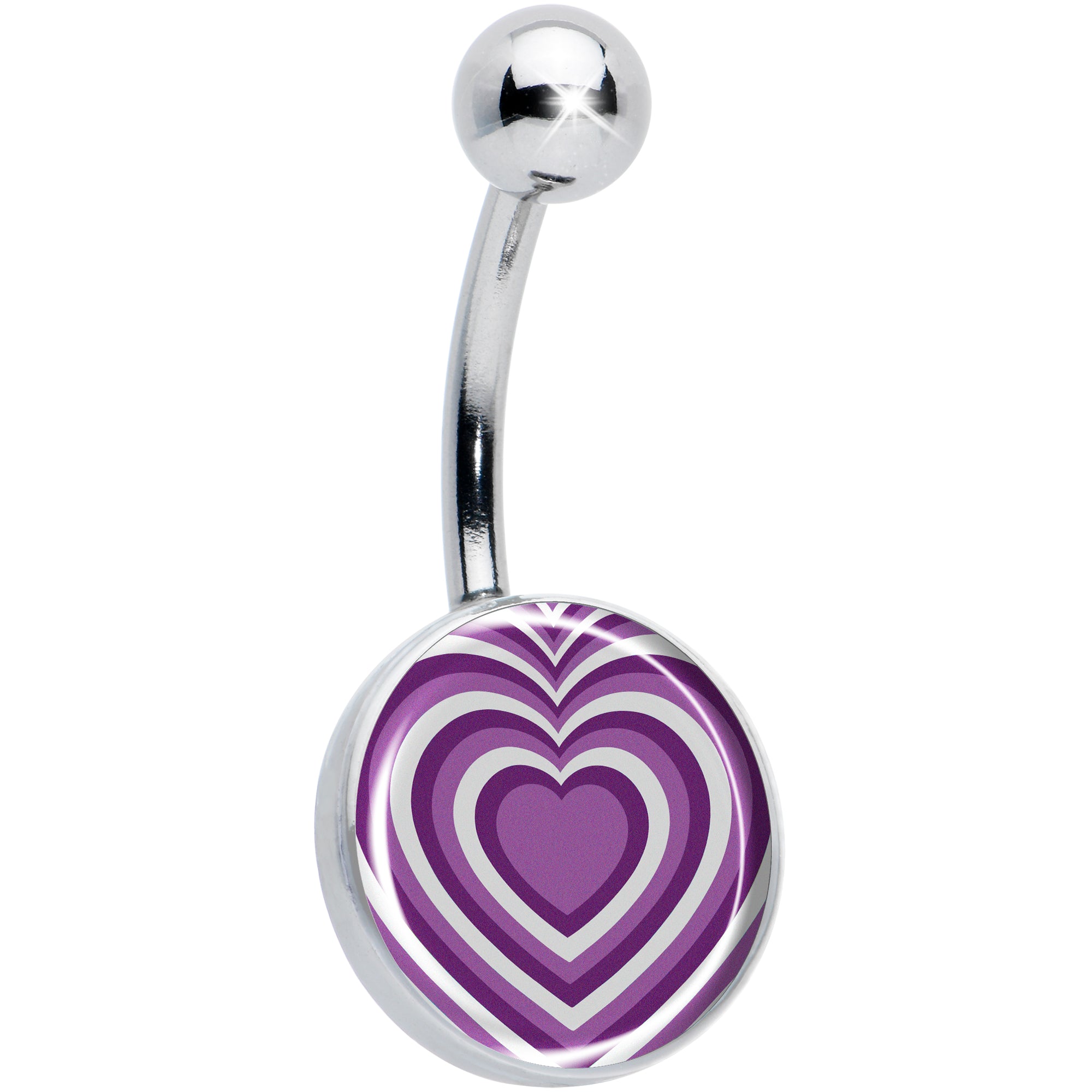 Purple Retro Heart Belly Ring