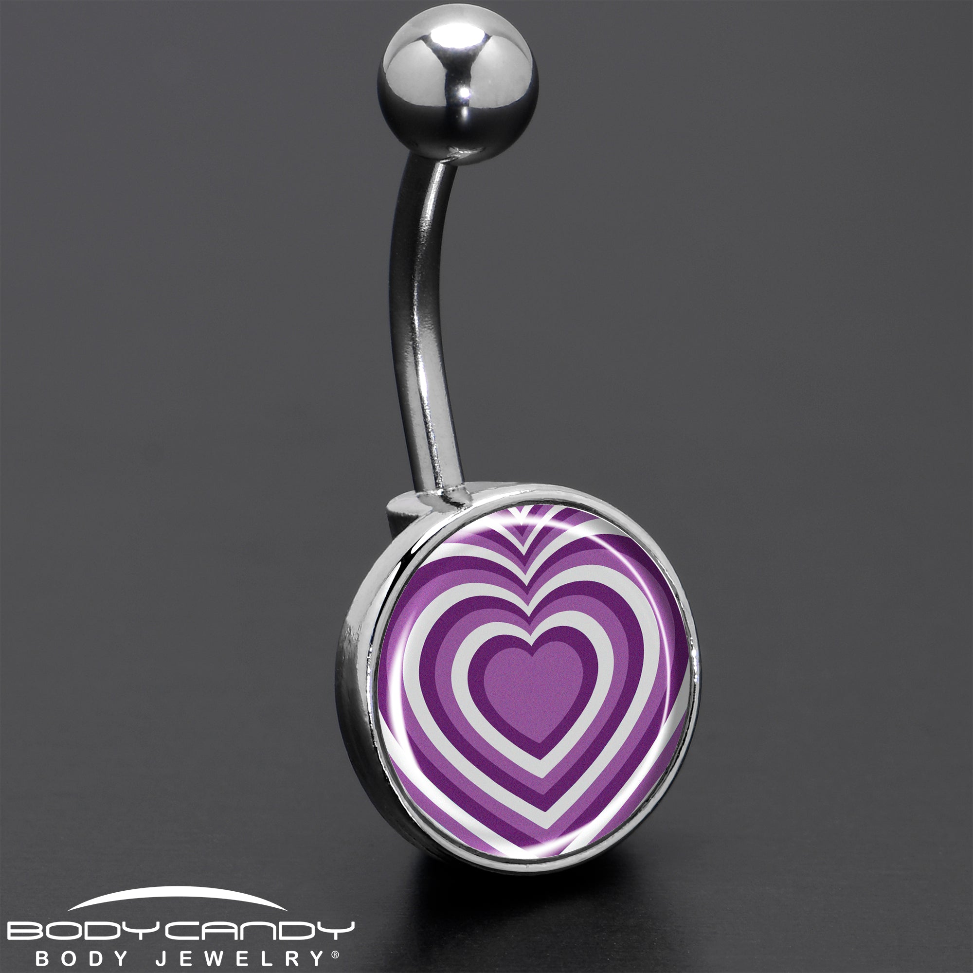 Purple Retro Heart Belly Ring