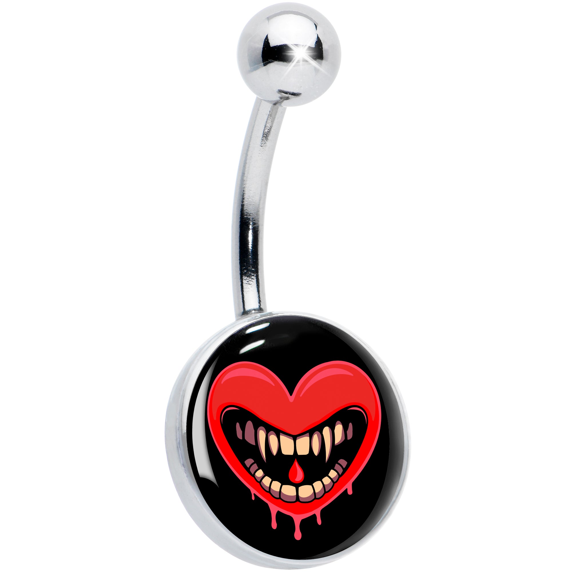 Valentine heart vampire belly ring