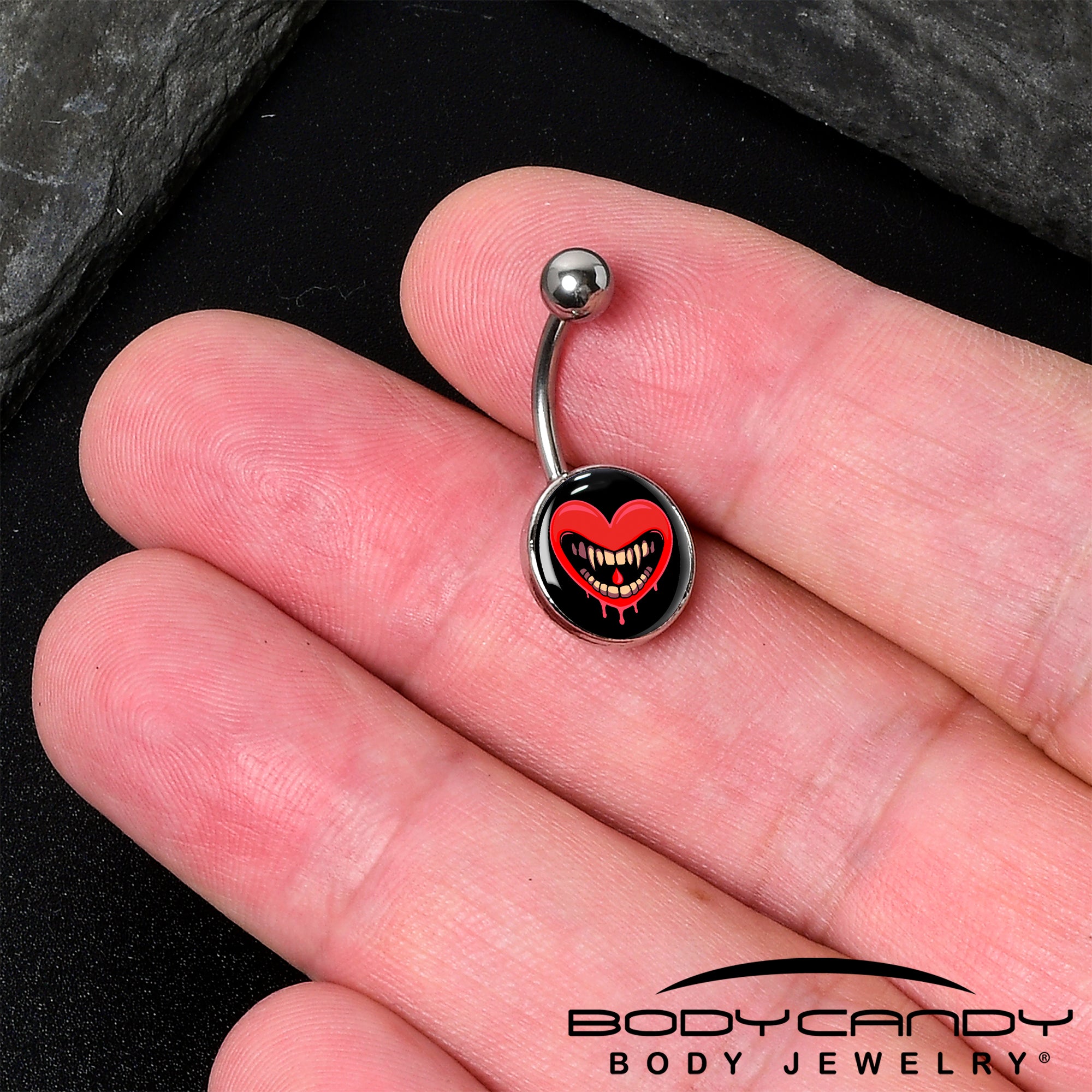 heart shaped vampire belly ring for valentines