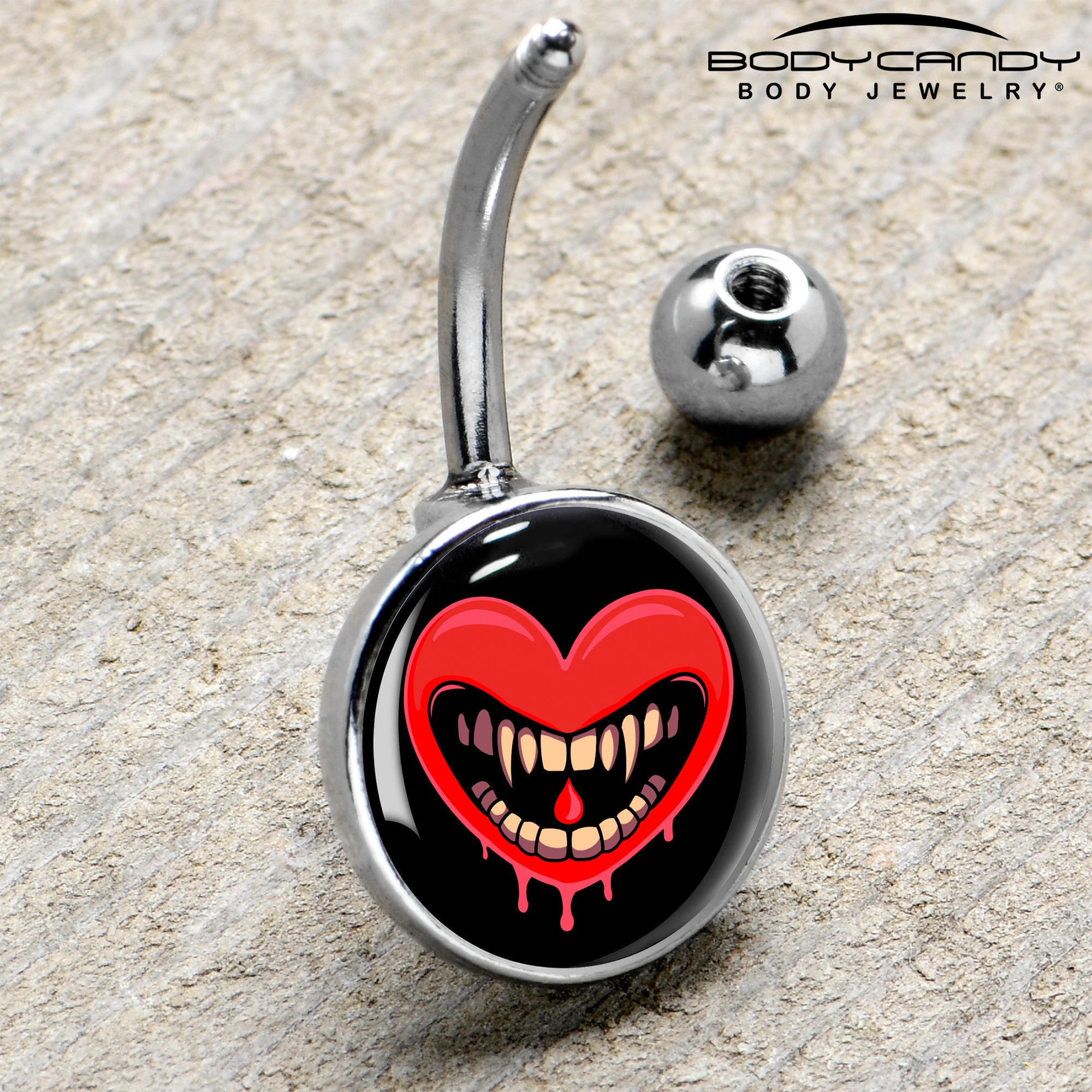 gothic valentine heart belly ring