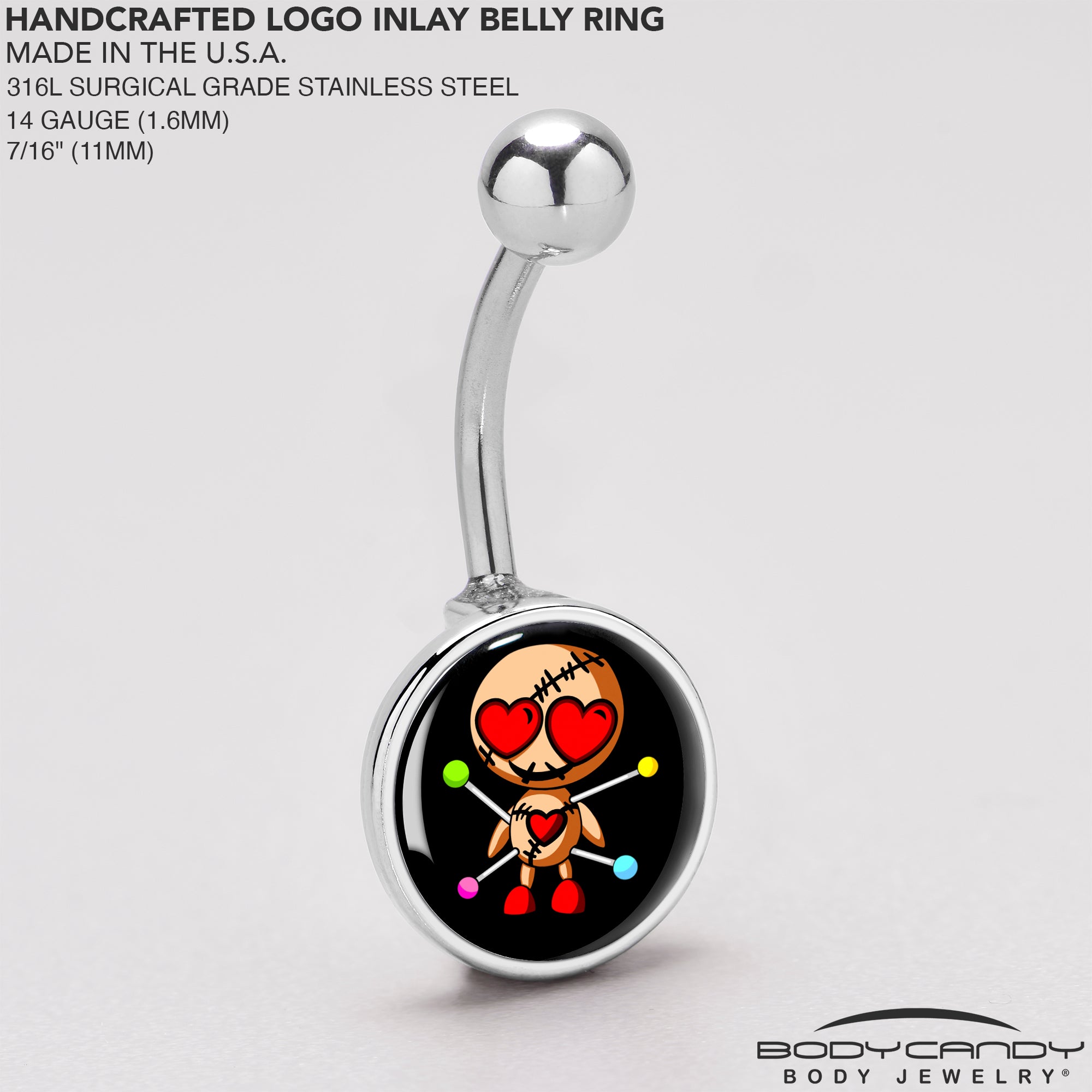 Cute Valentine Heart Voodoo Belly Ring for Piercings