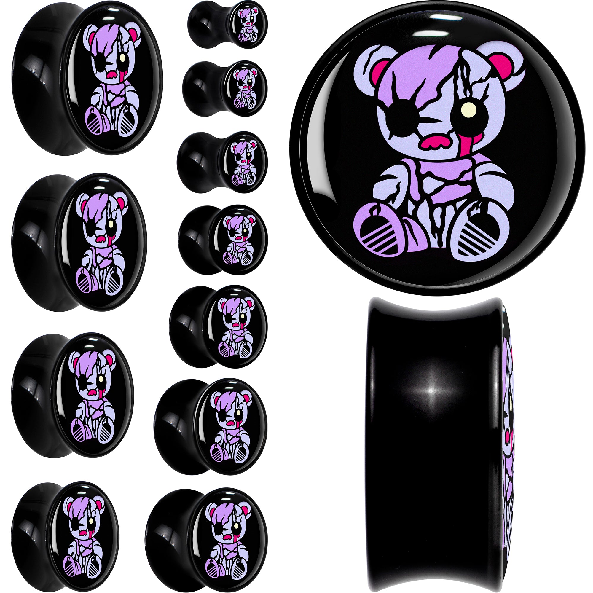 Attitude Teddy Bear Black Acrylic Saddle Plug Set