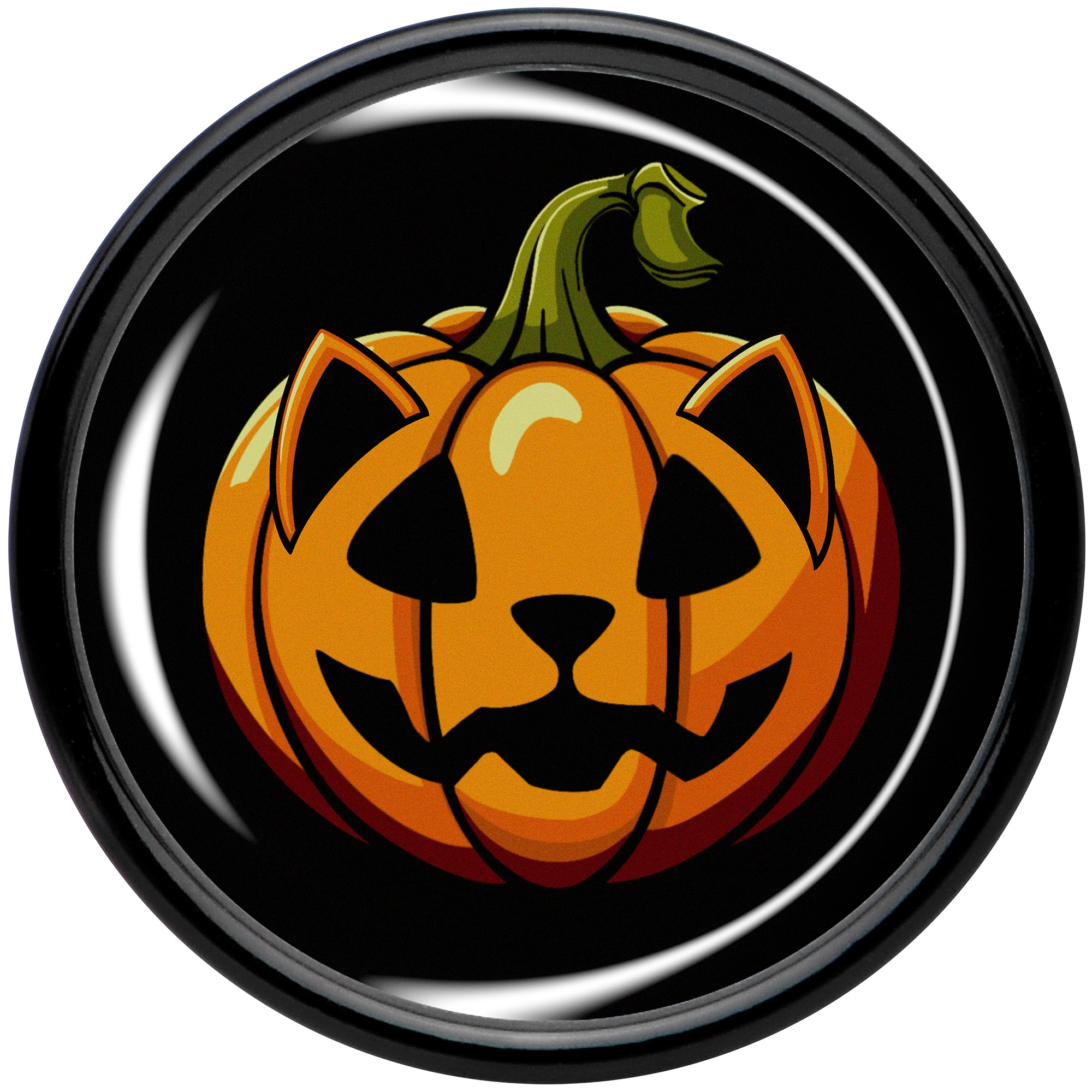 Orange Pumpkin Cat Jack-O-Lantern Black Acrylic Saddle Plug Set