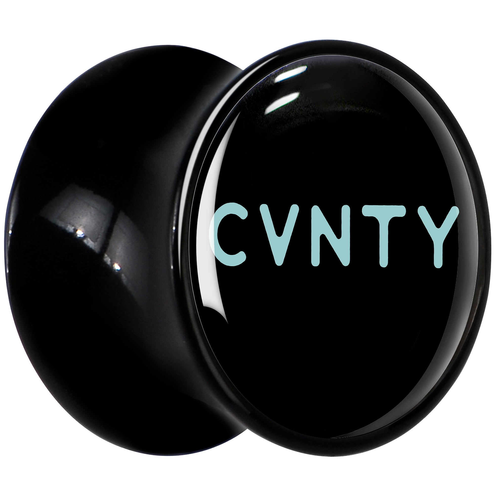 0 Gauge Phrase Logo CVNTY Black Acrylic Saddle Plug Set