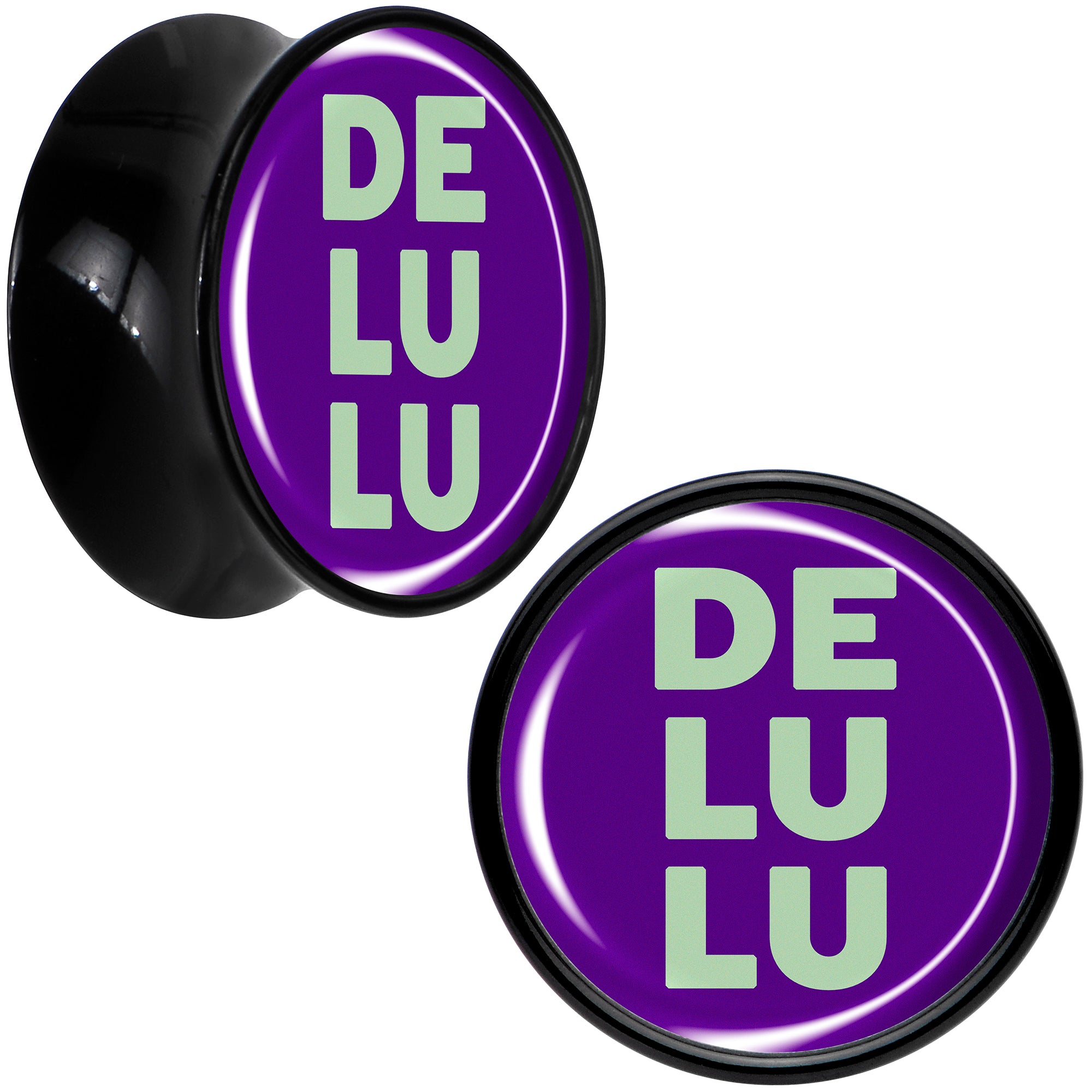 Word DELULU Black Acrylic Saddle Plug Set