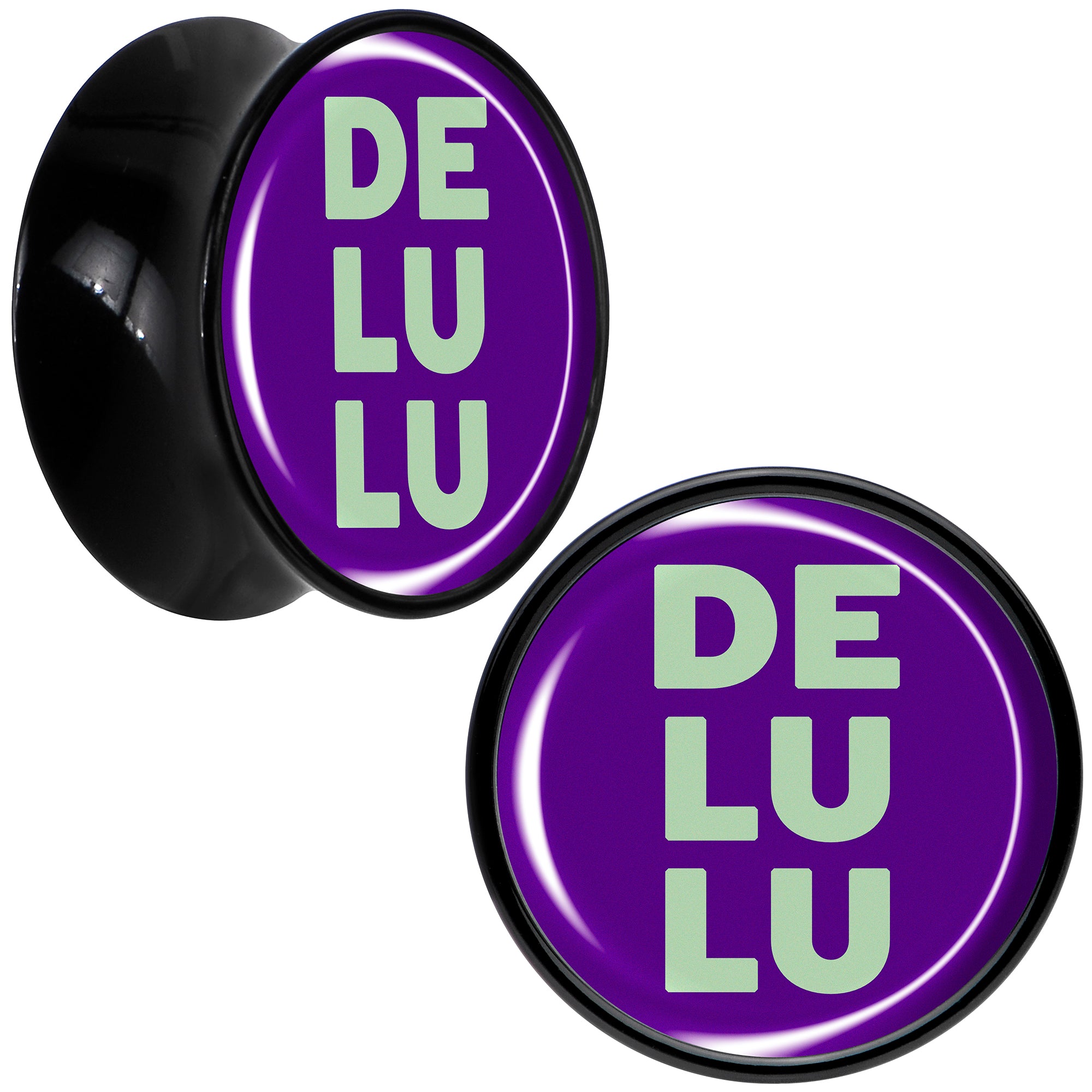 Word DELULU Black Acrylic Saddle Plug Set