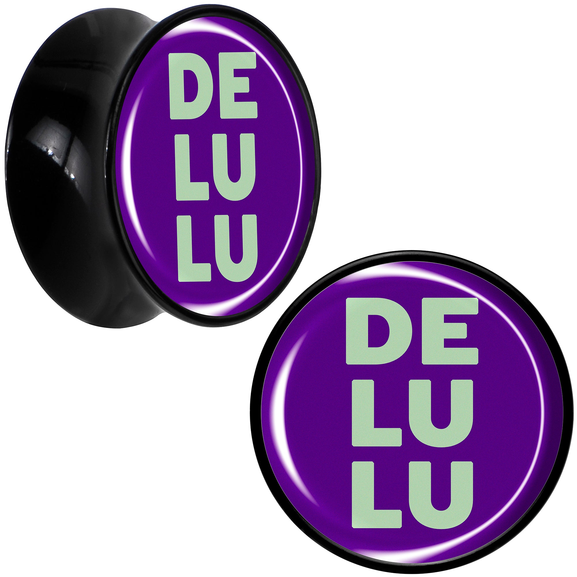 Word DELULU Black Acrylic Saddle Plug Set