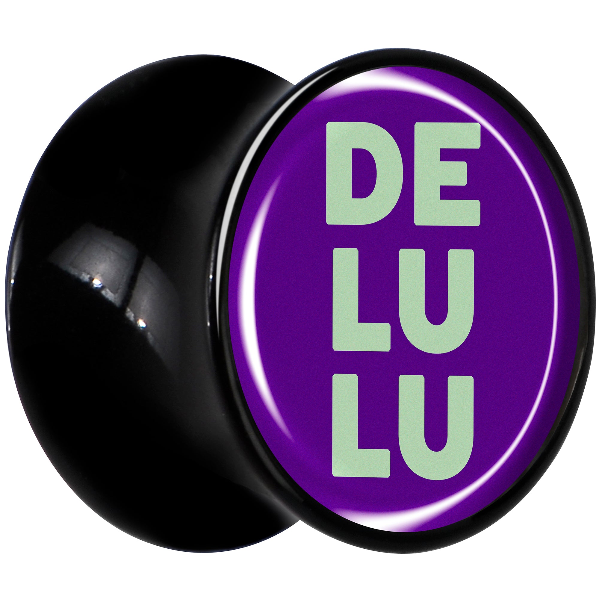 Word DELULU Black Acrylic Saddle Plug Set