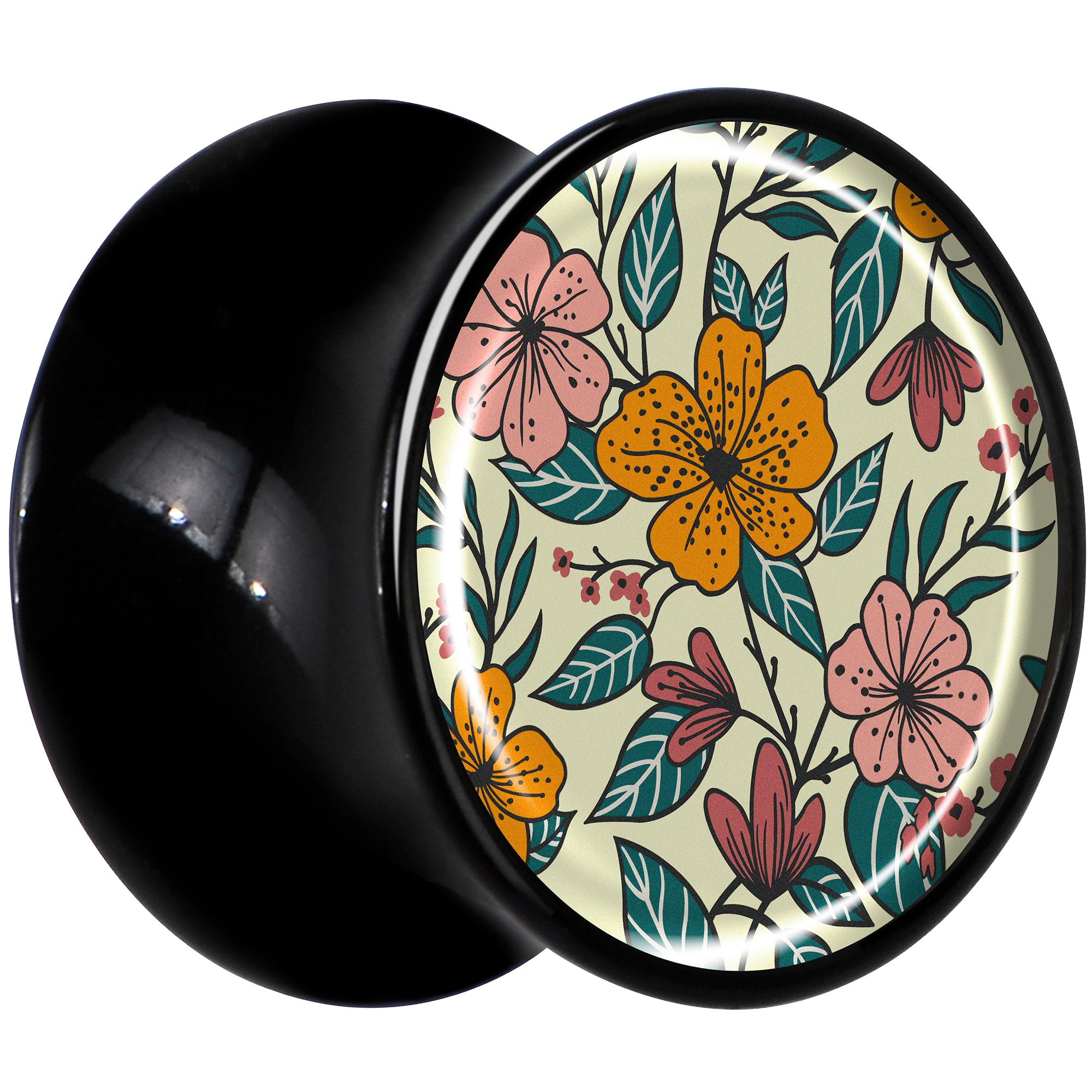 Blossom Creation Wildflower Flowers Black Acrylic Saddle Plug Set