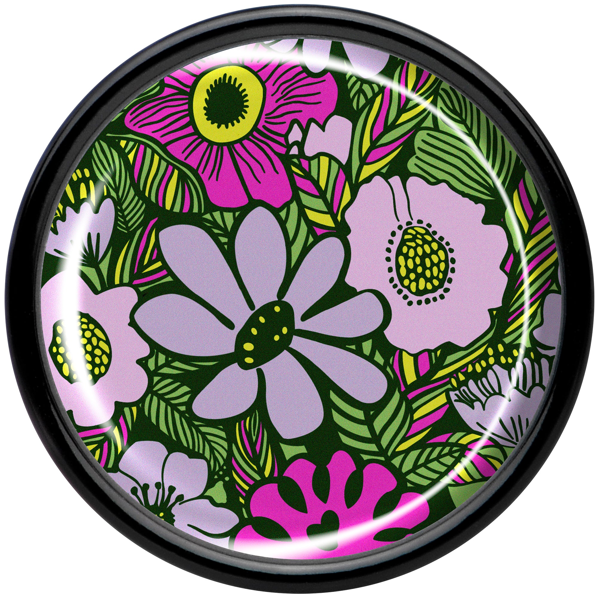 Blossom Creation Paradise of Pink Flowers Black Acrylic Saddle Plug Set