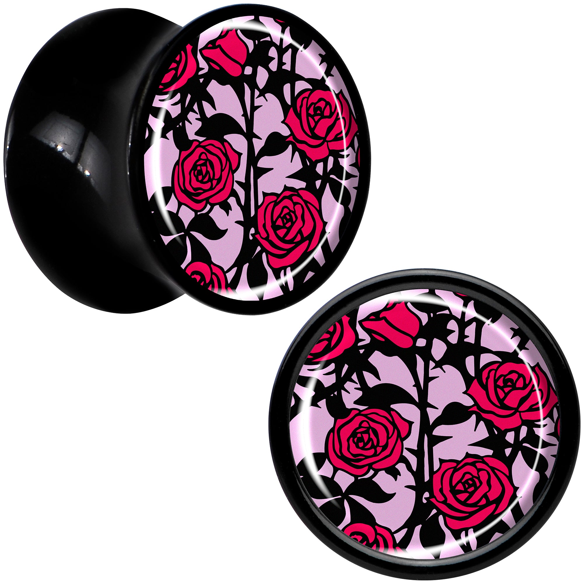 Blossom Creation Floral Love of Roses Black Acrylic Saddle Plug Set