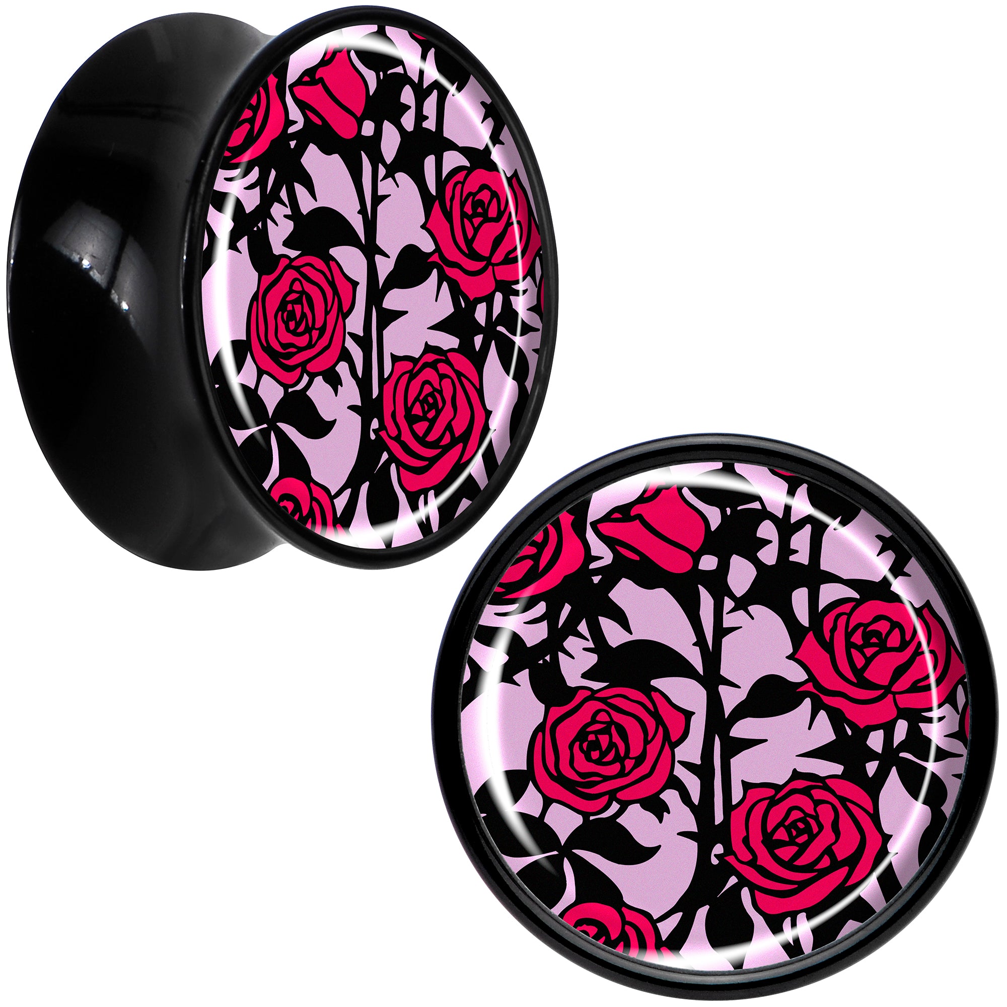 Blossom Creation Floral Love of Roses Black Acrylic Saddle Plug Set