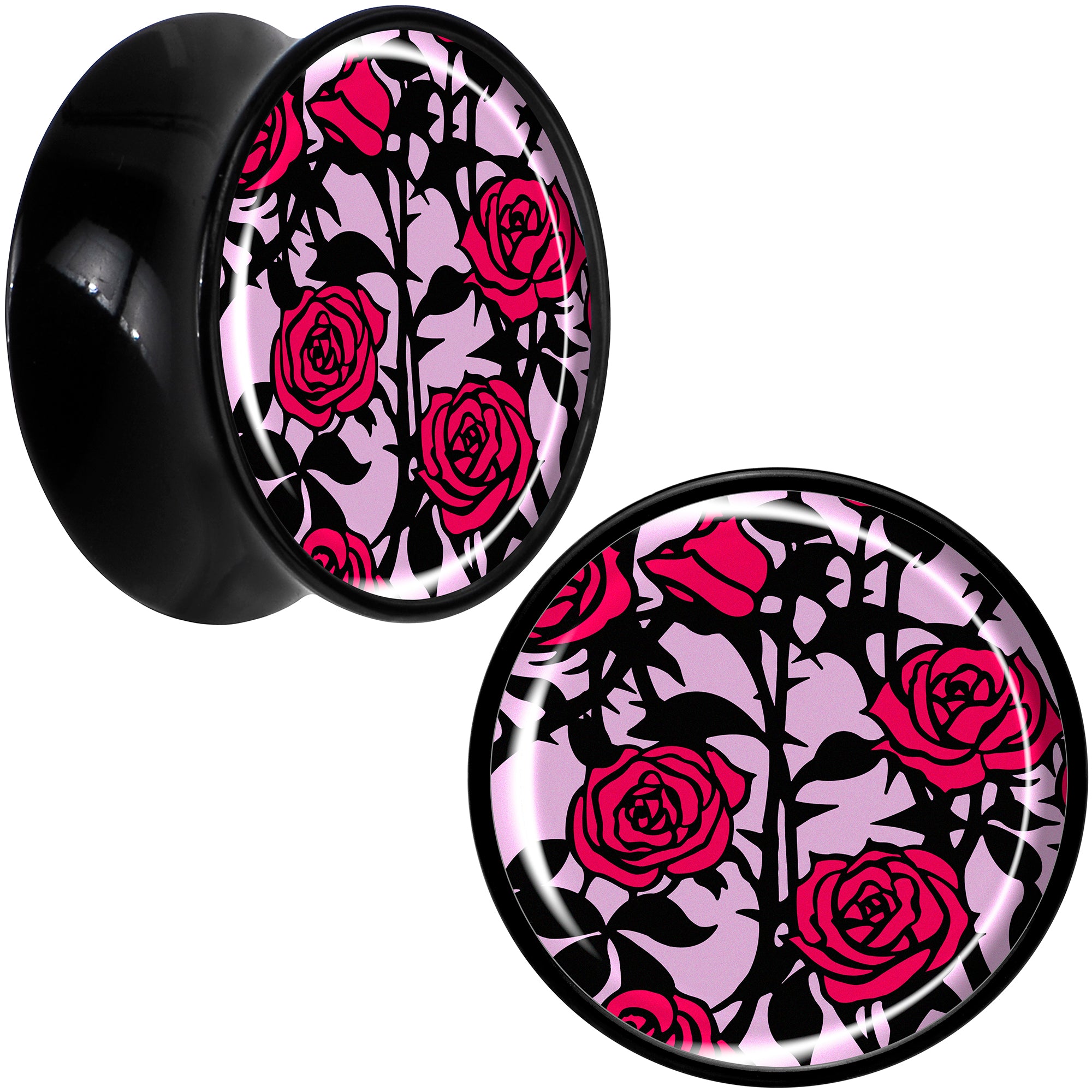 Blossom Creation Floral Love of Roses Black Acrylic Saddle Plug Set