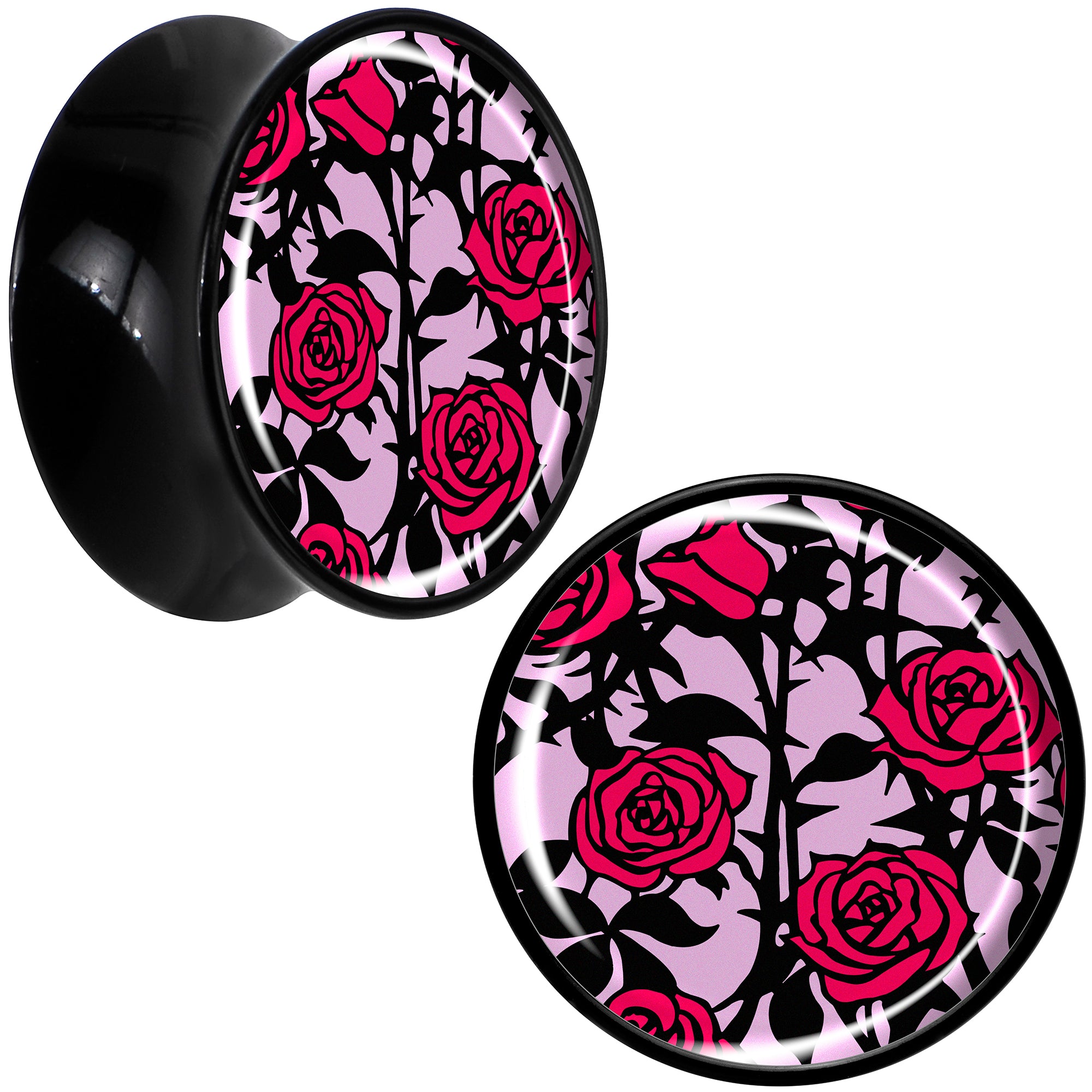 Blossom Creation Floral Love of Roses Black Acrylic Saddle Plug Set