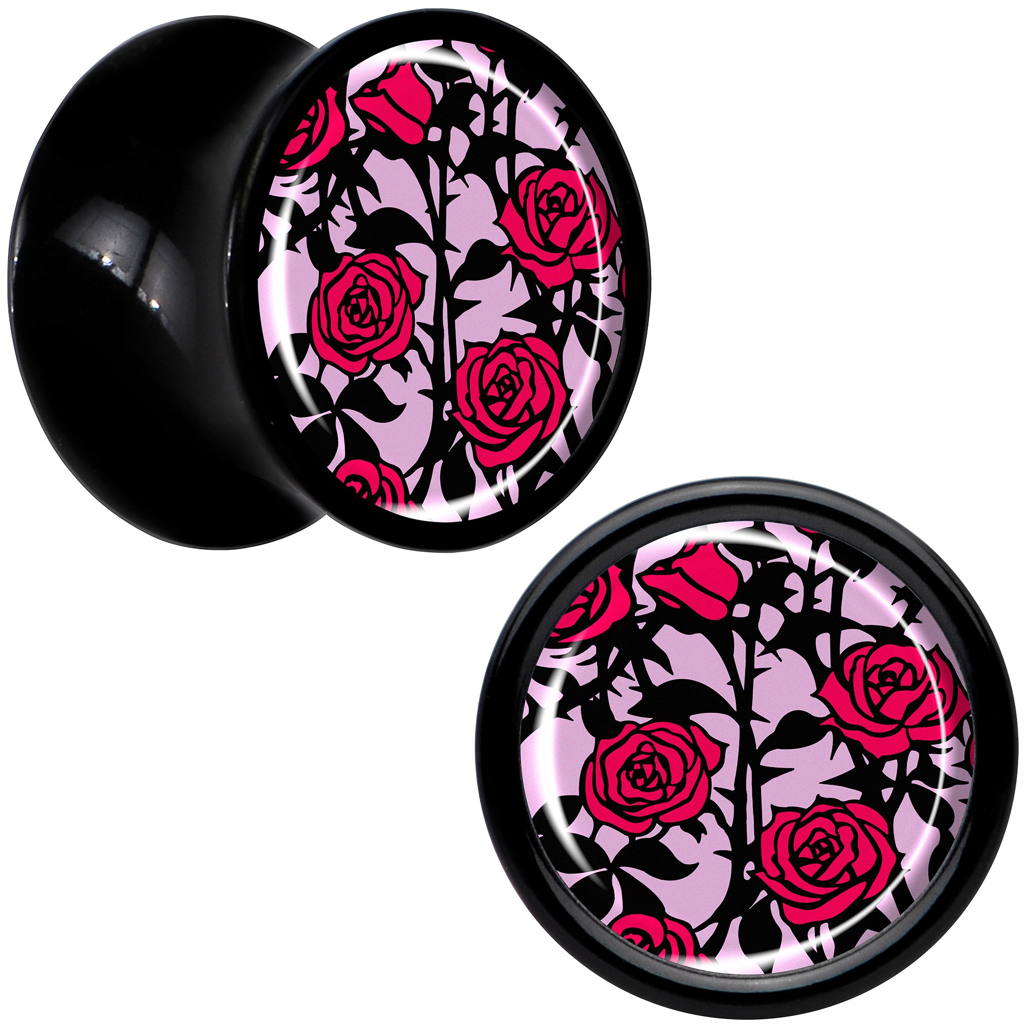 Blossom Creation Floral Love of Roses Black Acrylic Saddle Plug Set