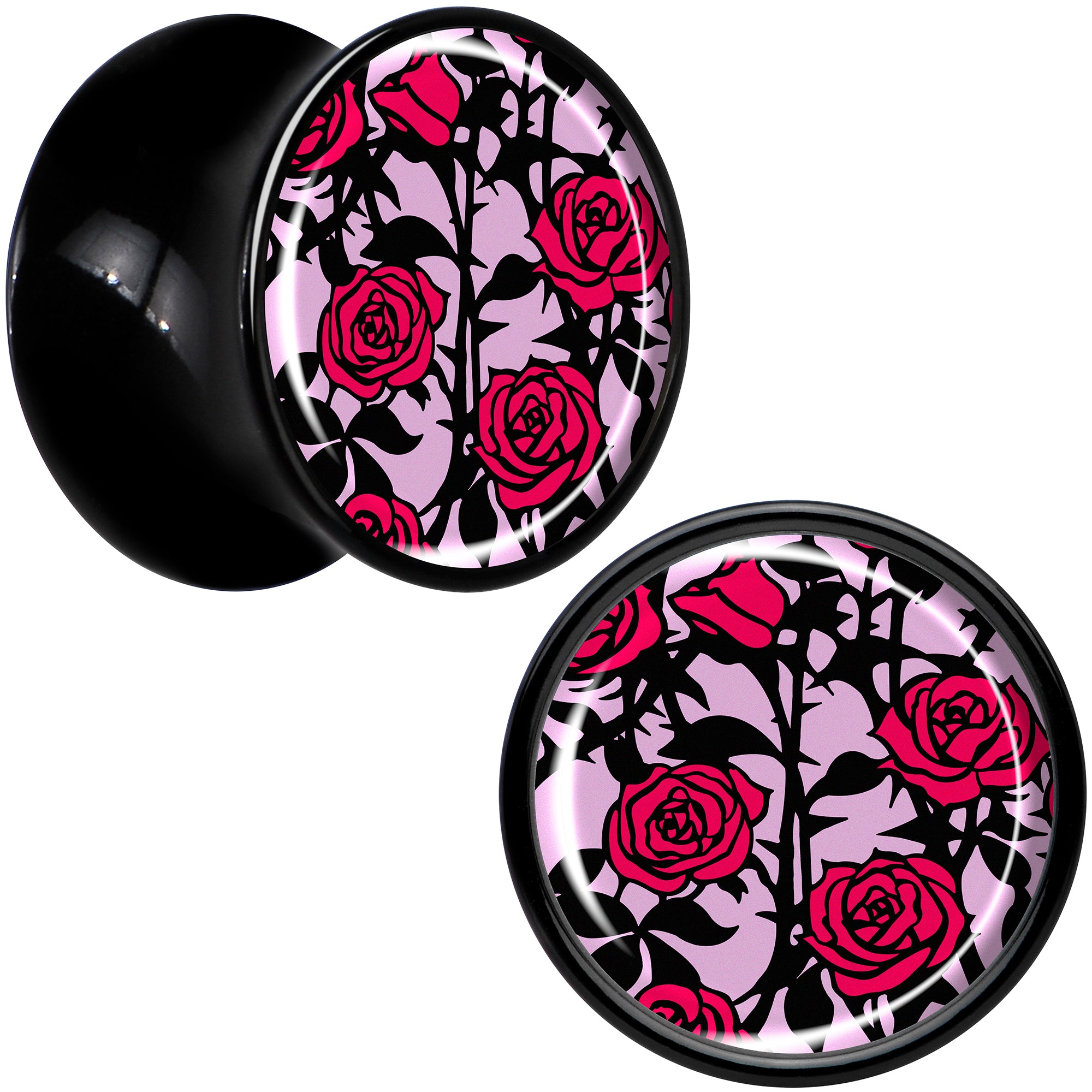 Blossom Creation Floral Love of Roses Black Acrylic Saddle Plug Set