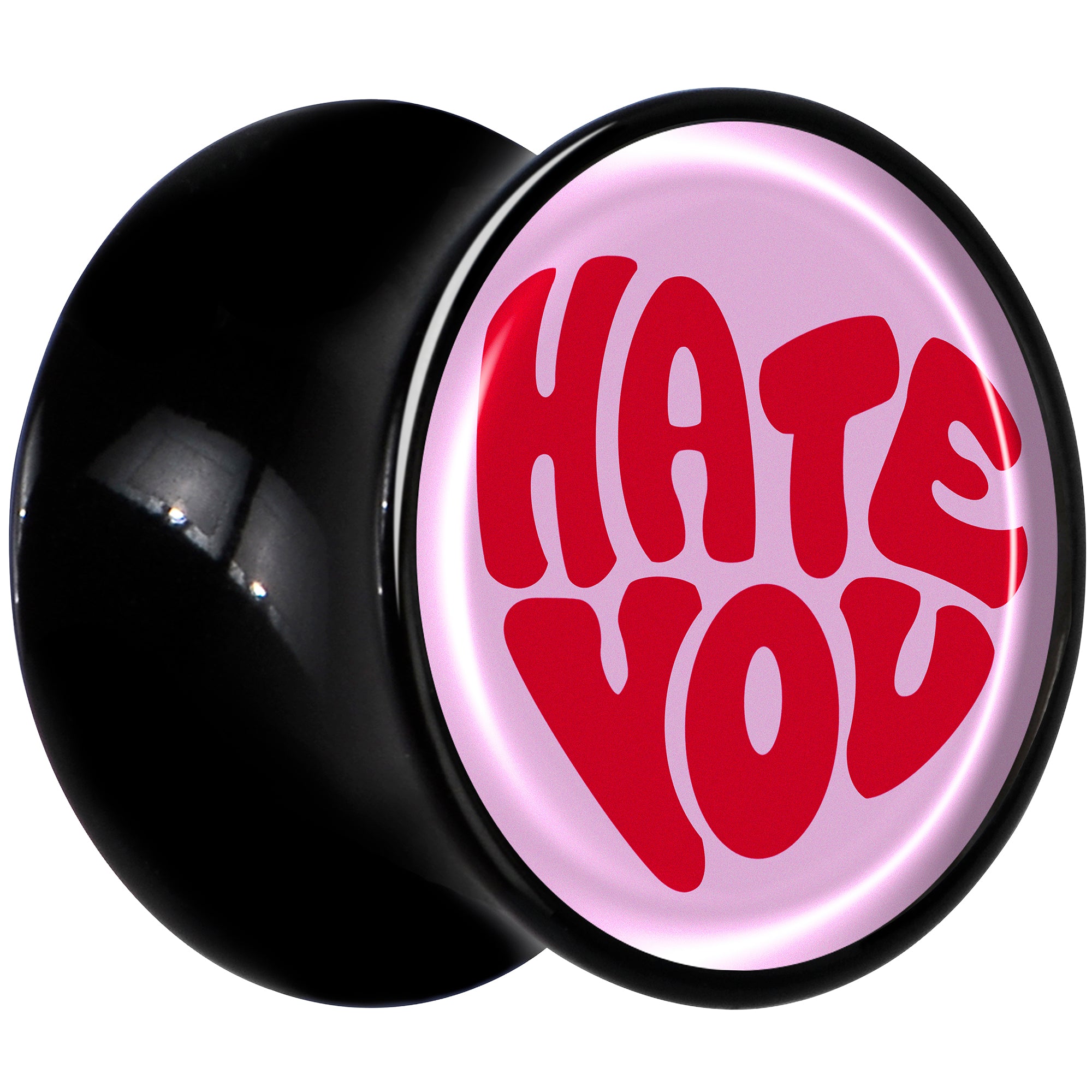 Retro Text Hate You Black Acrylic Saddle Plug Set