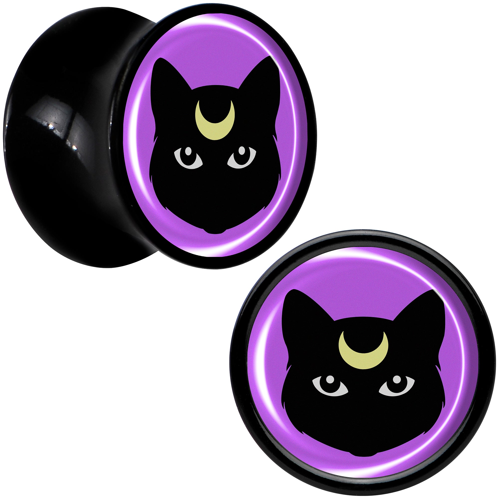 Black Mystic Kitty Cat Black Acrylic Saddle Plug Set