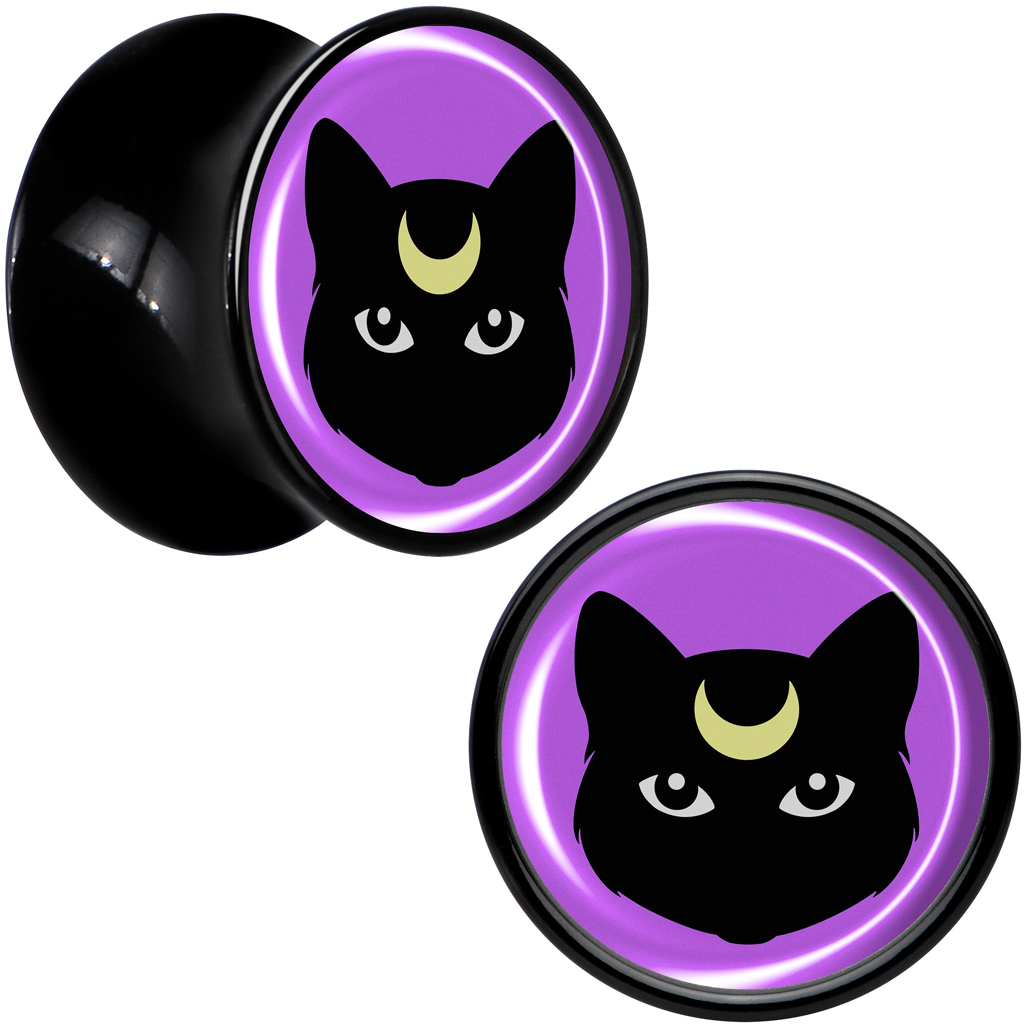 Black Mystic Kitty Cat Black Acrylic Saddle Plug Set