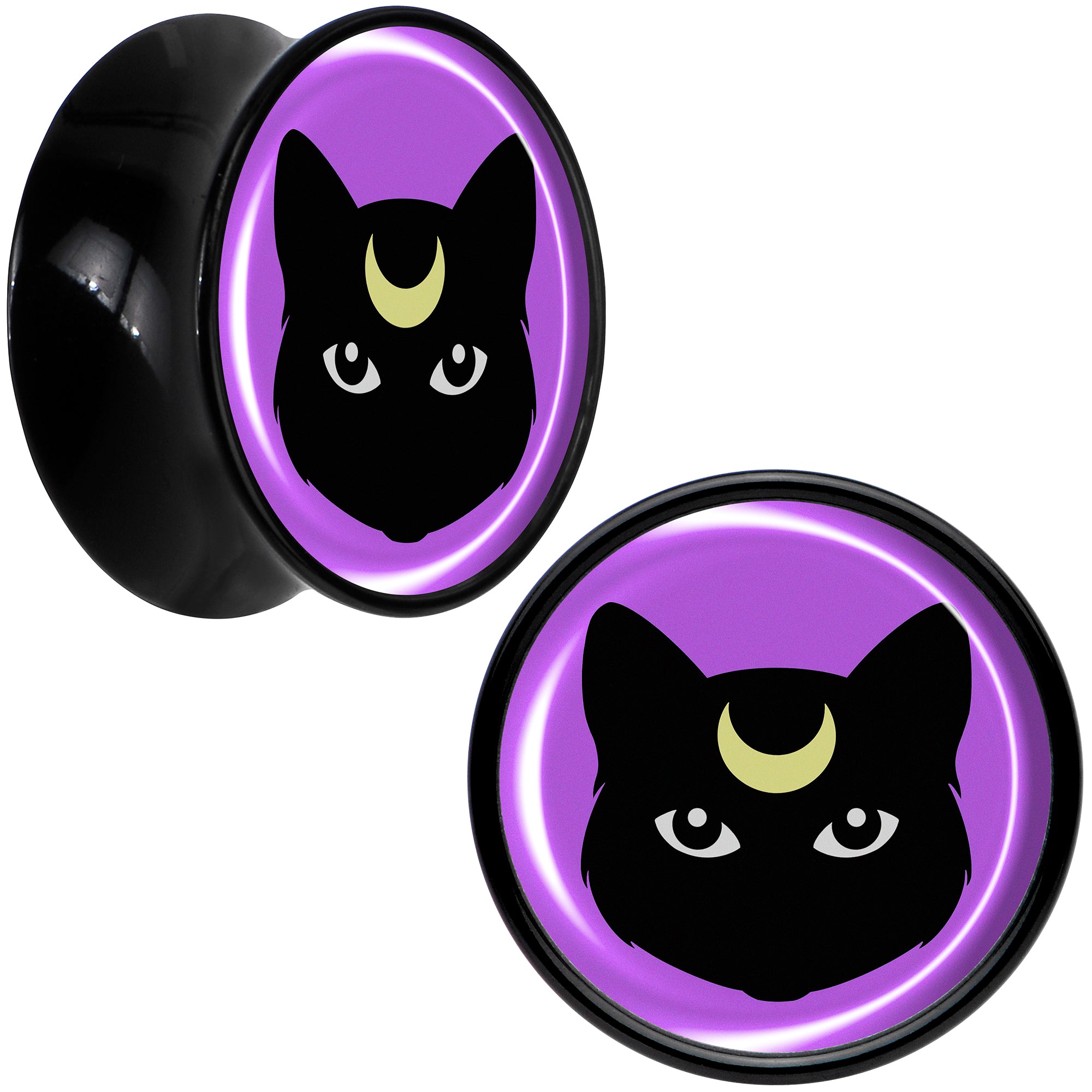 Black Mystic Kitty Cat Black Acrylic Saddle Plug Set