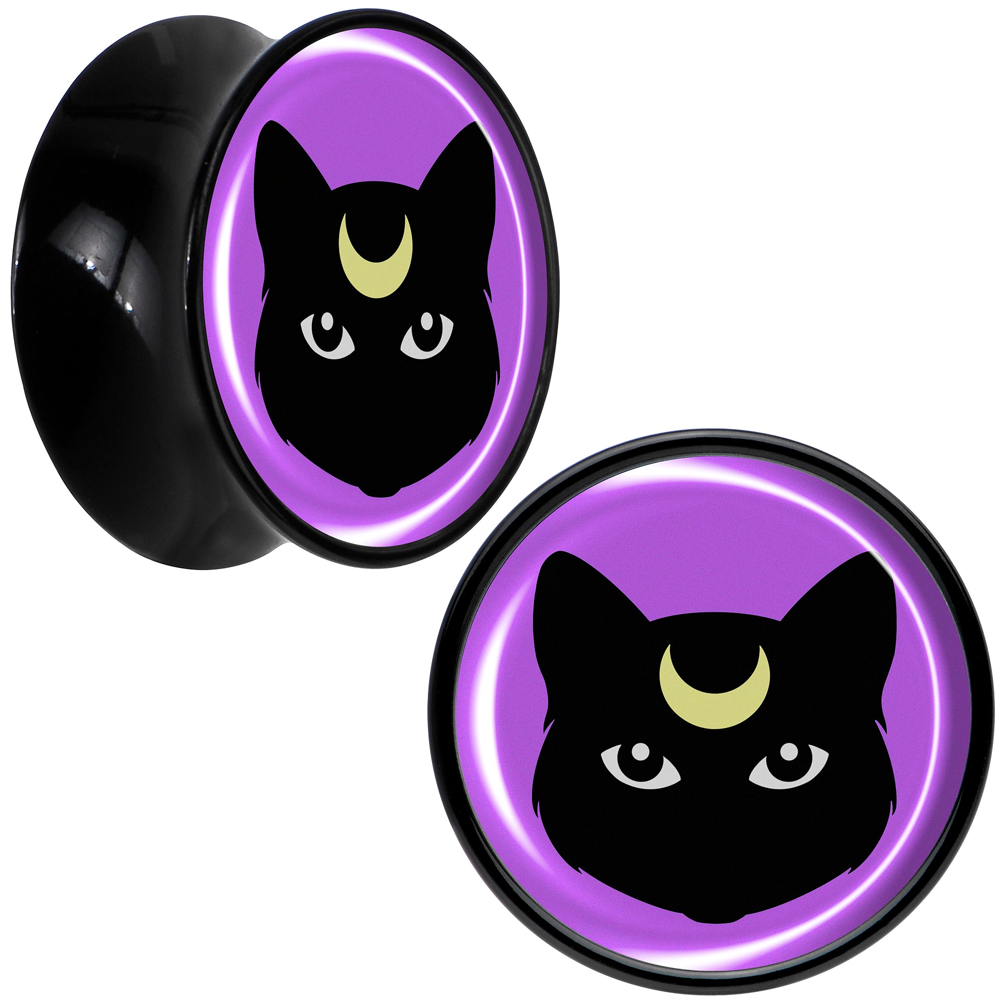 Black Mystic Kitty Cat Black Acrylic Saddle Plug Set