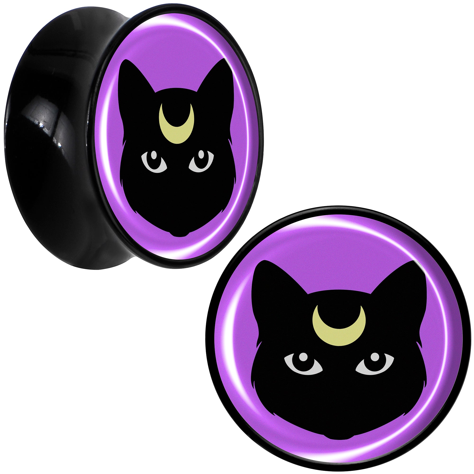 Black Mystic Kitty Cat Black Acrylic Saddle Plug Set