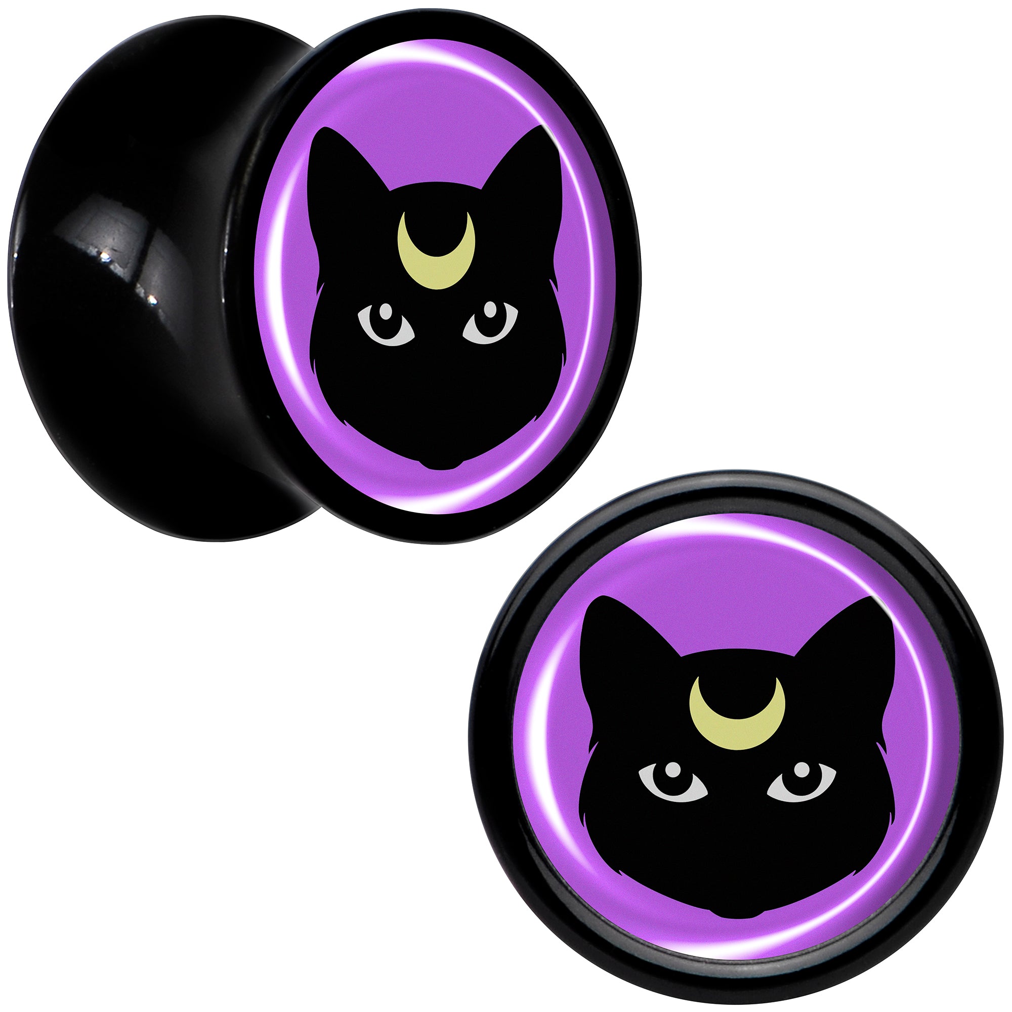 Black Mystic Kitty Cat Black Acrylic Saddle Plug Set