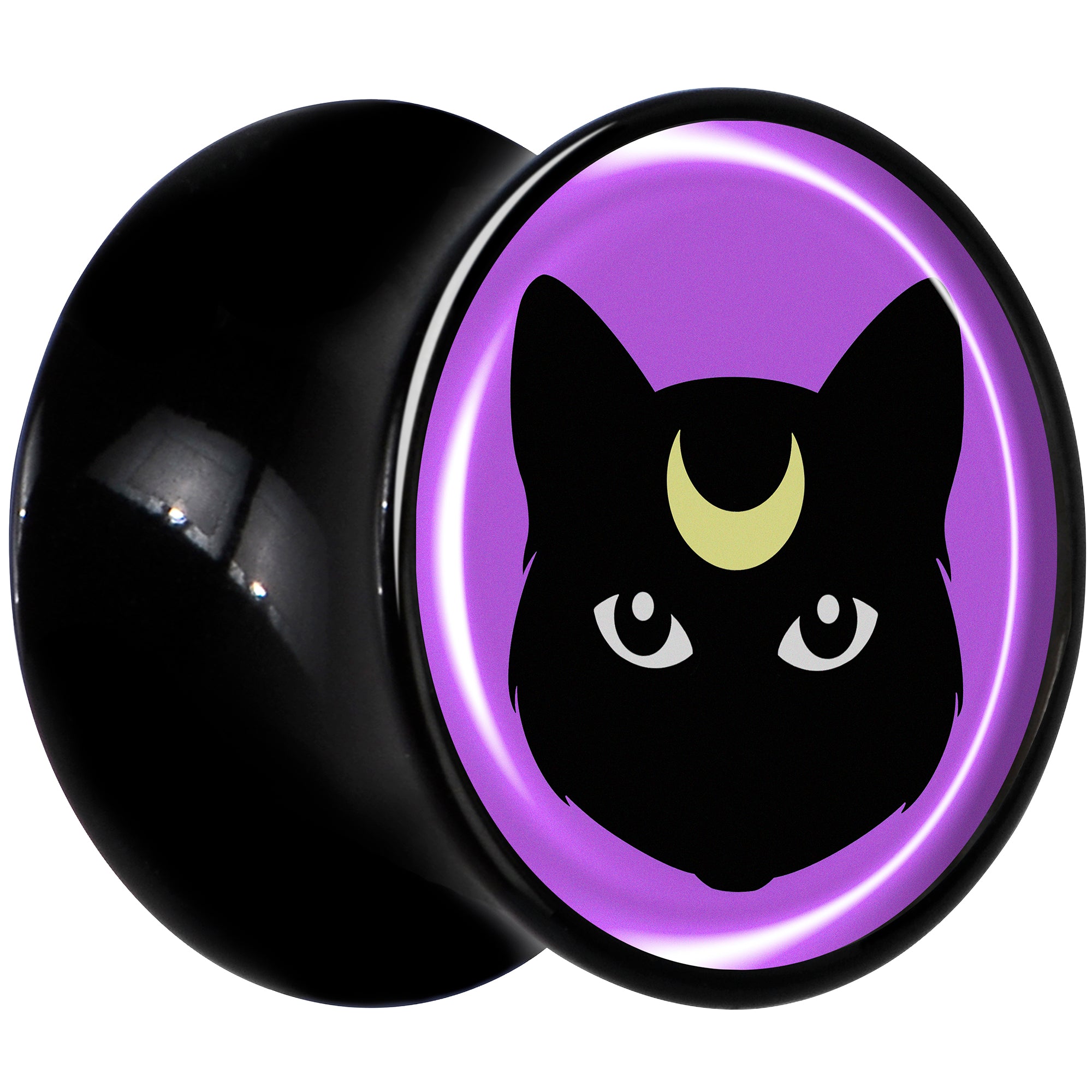 Black Mystic Kitty Cat Black Acrylic Saddle Plug Set