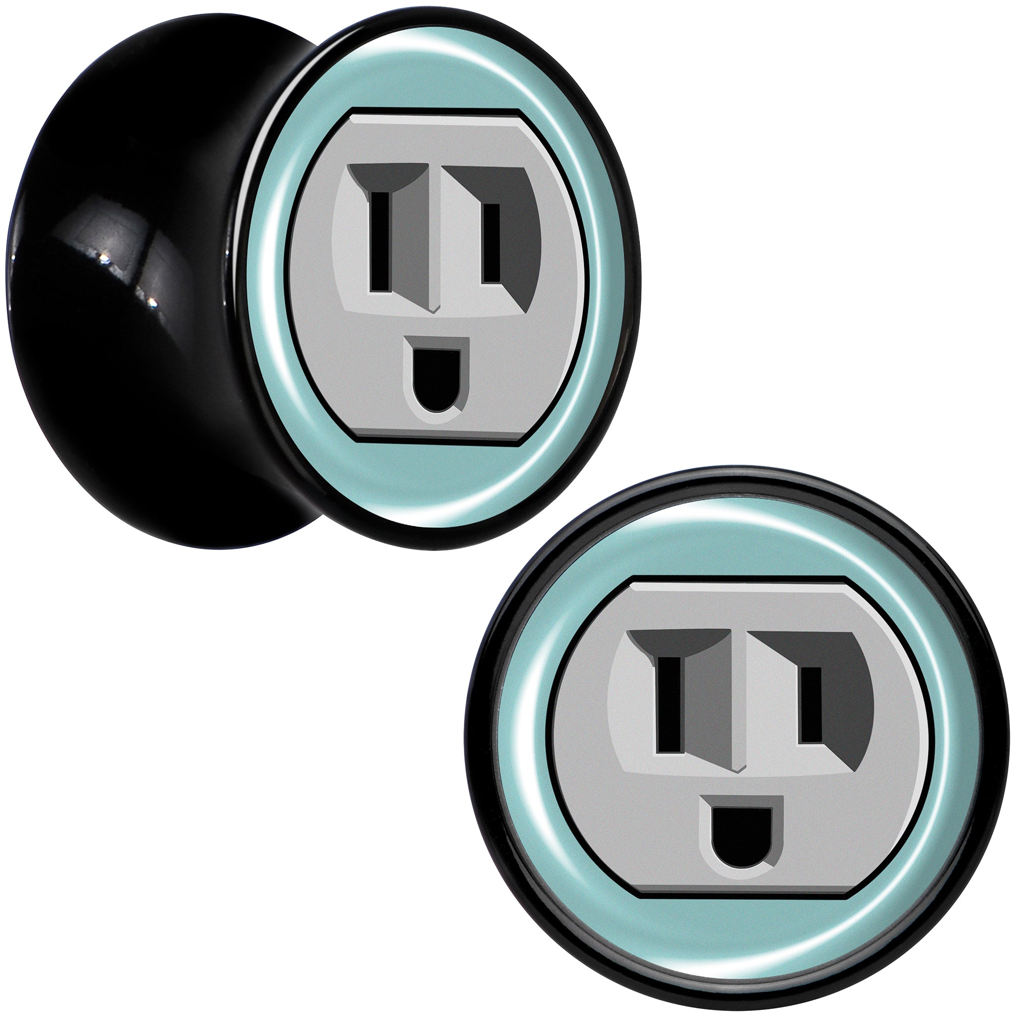 0 Gauge Smiling Plug Outlet Black Acrylic Saddle Plug Set