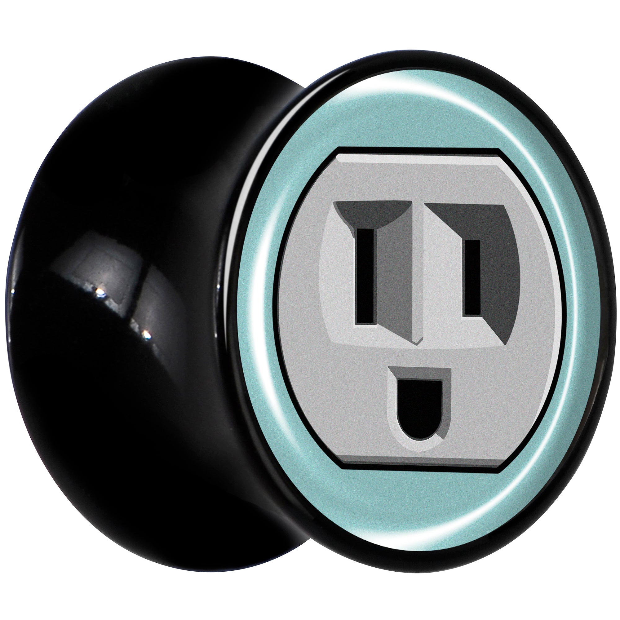 0 Gauge Smiling Plug Outlet Black Acrylic Saddle Plug Set