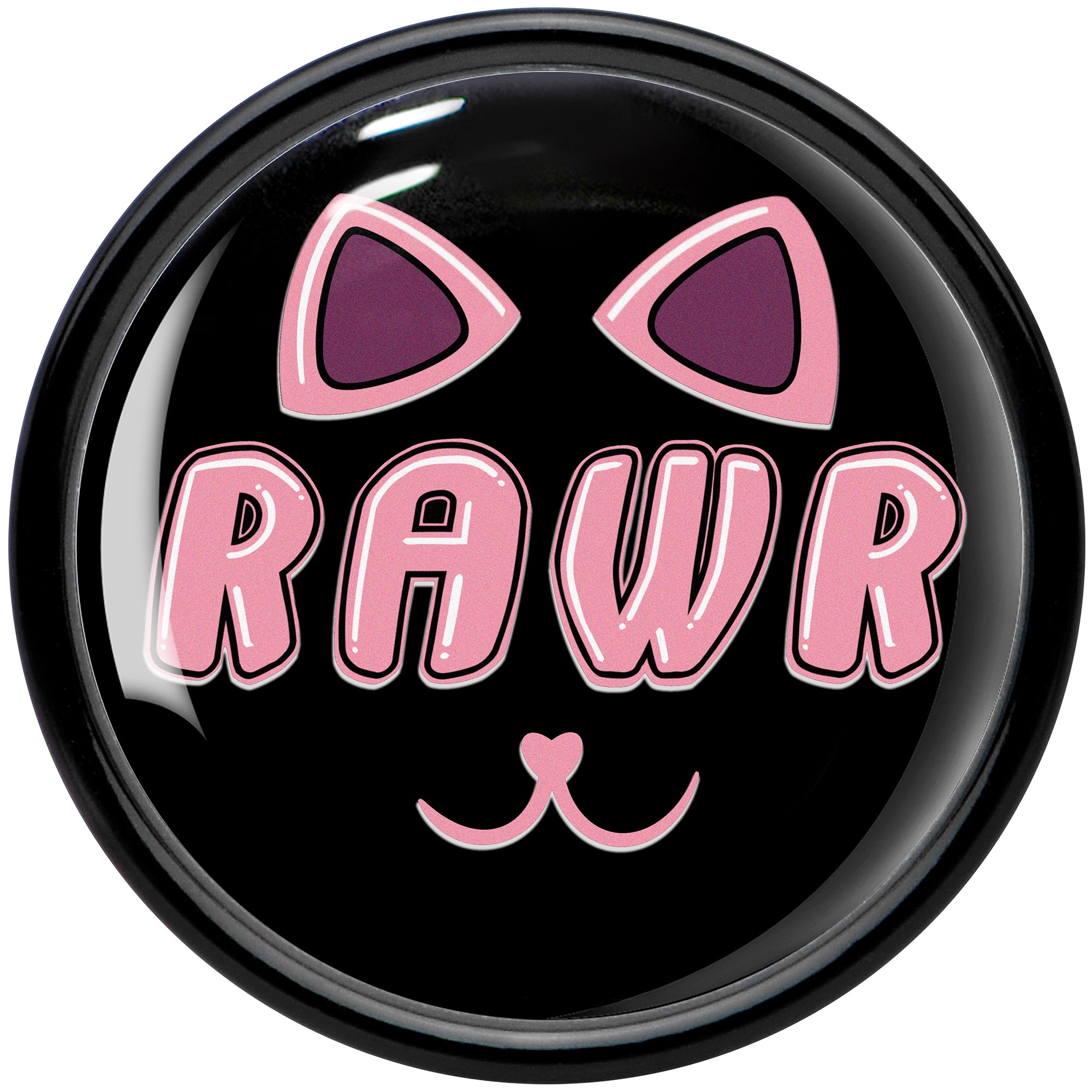 0 Gauge RAWR Kitty Cat Black Acrylic Saddle Plug Set