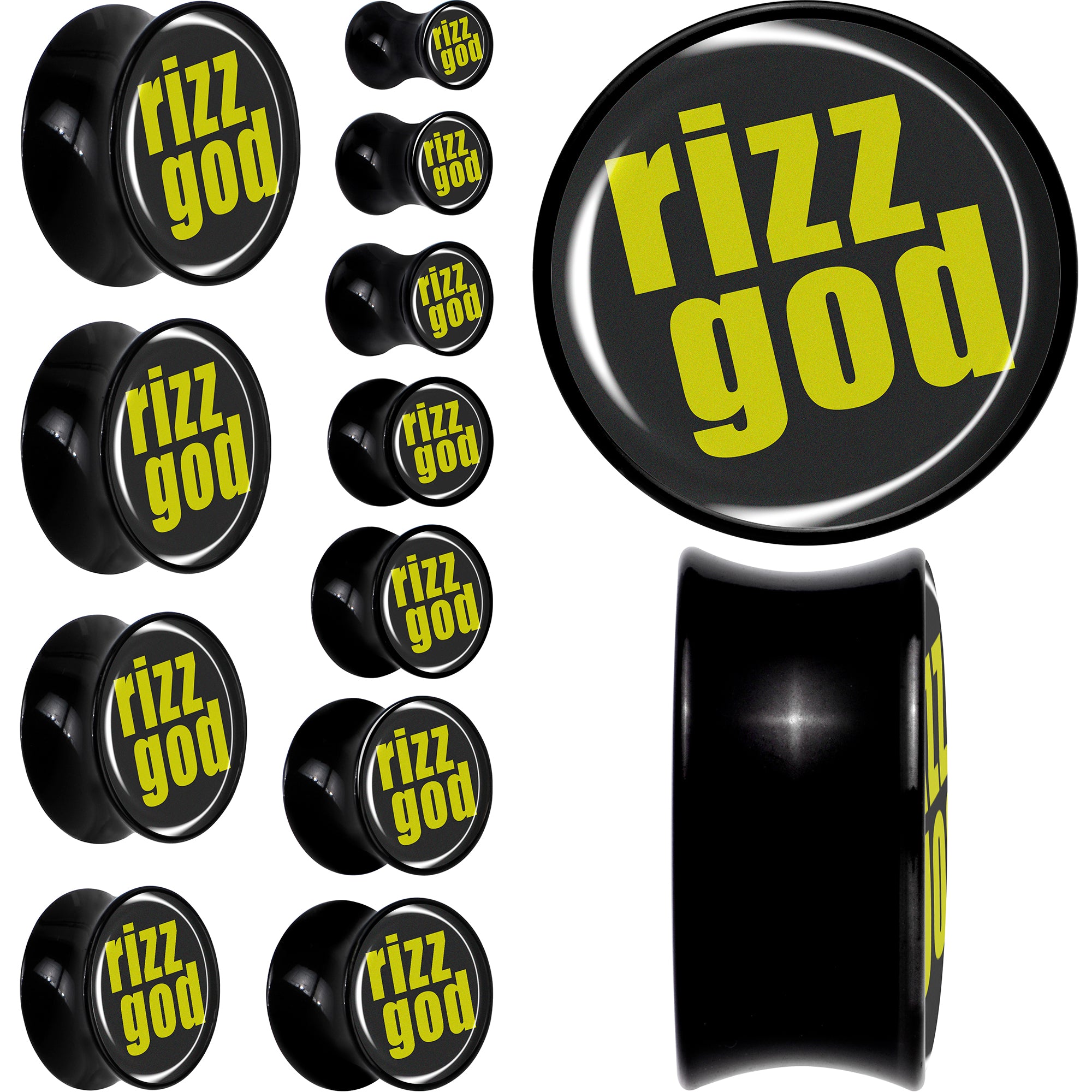 RIZZ GOD Black Acrylic Saddle Plug Set